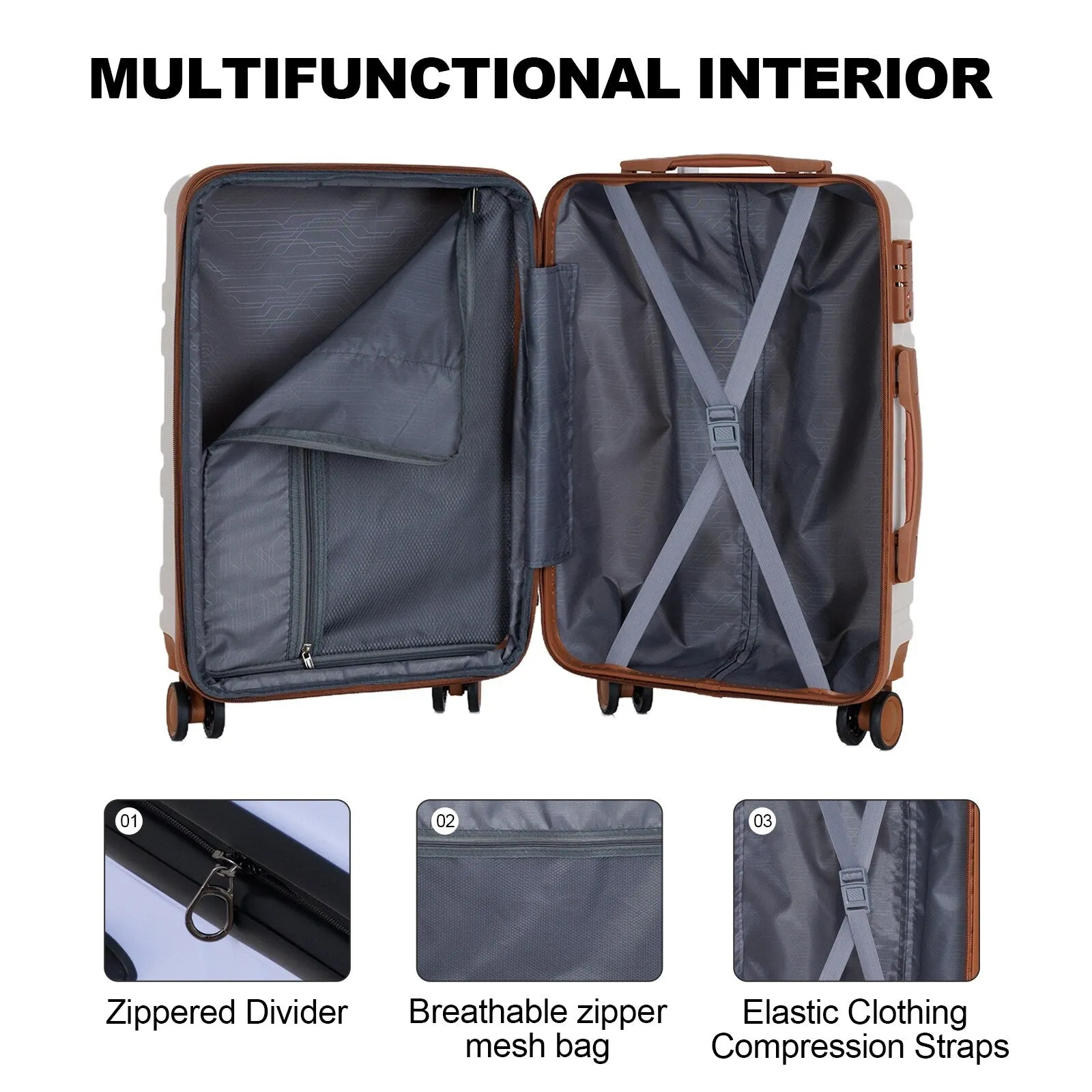 28/24/20 Luggage Sets with Dual Spinner Wheels, Hardshell Expandable Luggage with Tsa Approved Lock