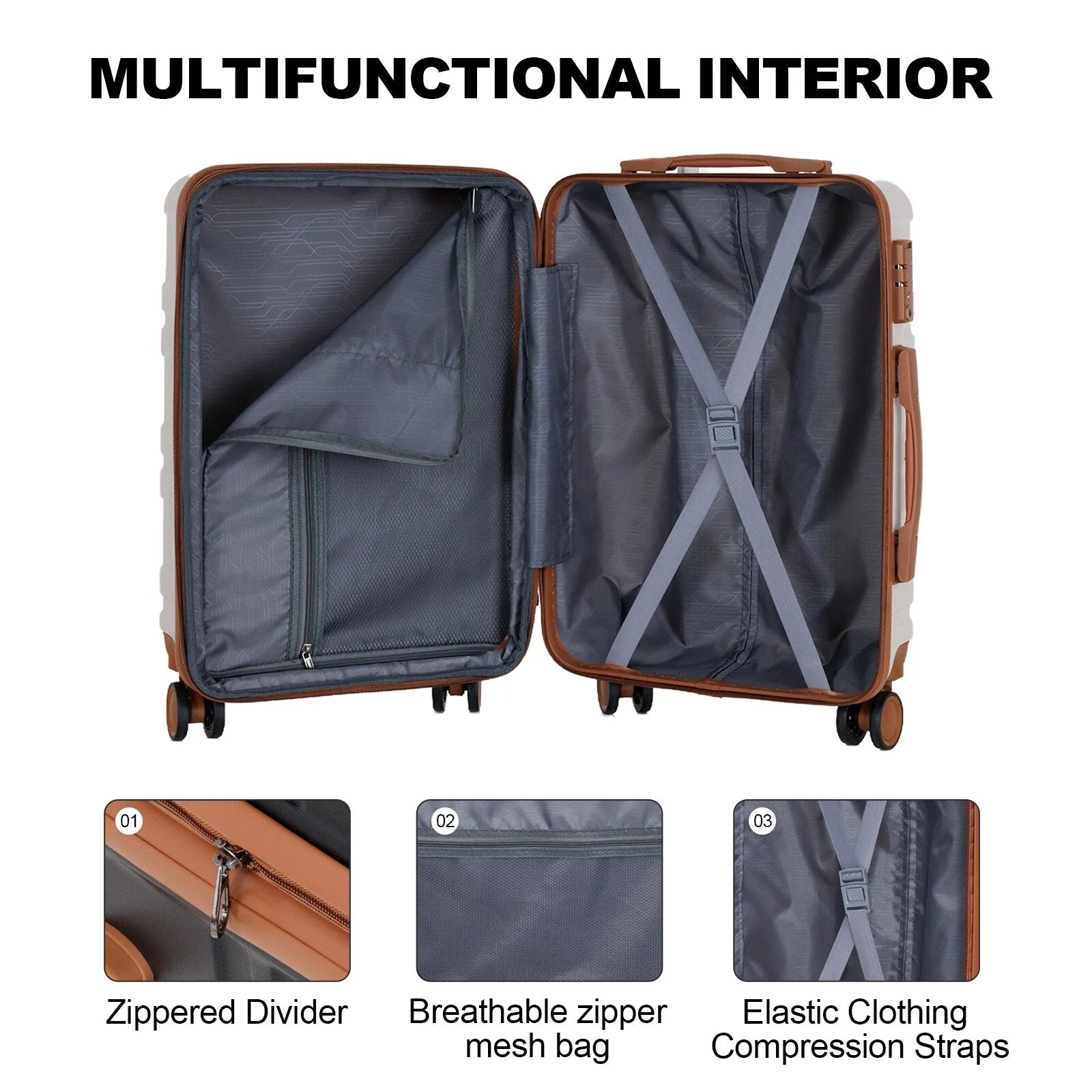 28/24/20 Luggage Sets with Dual Spinner Wheels, Hardshell Expandable Luggage with Tsa Approved Lock
