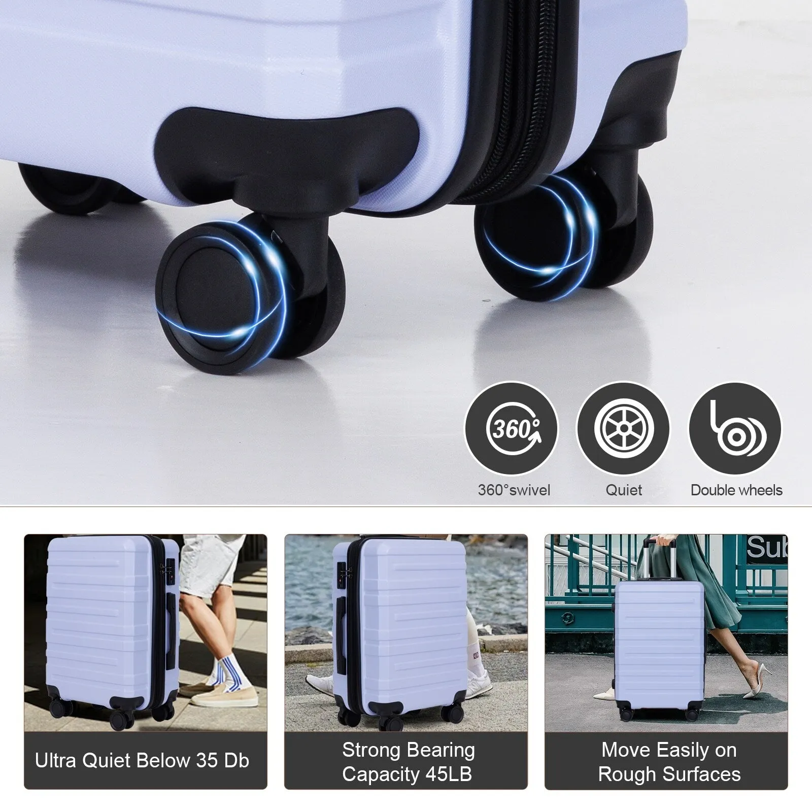28/24/20 Luggage Sets with Dual Spinner Wheels, Hardshell Expandable Luggage with Tsa Approved Lock