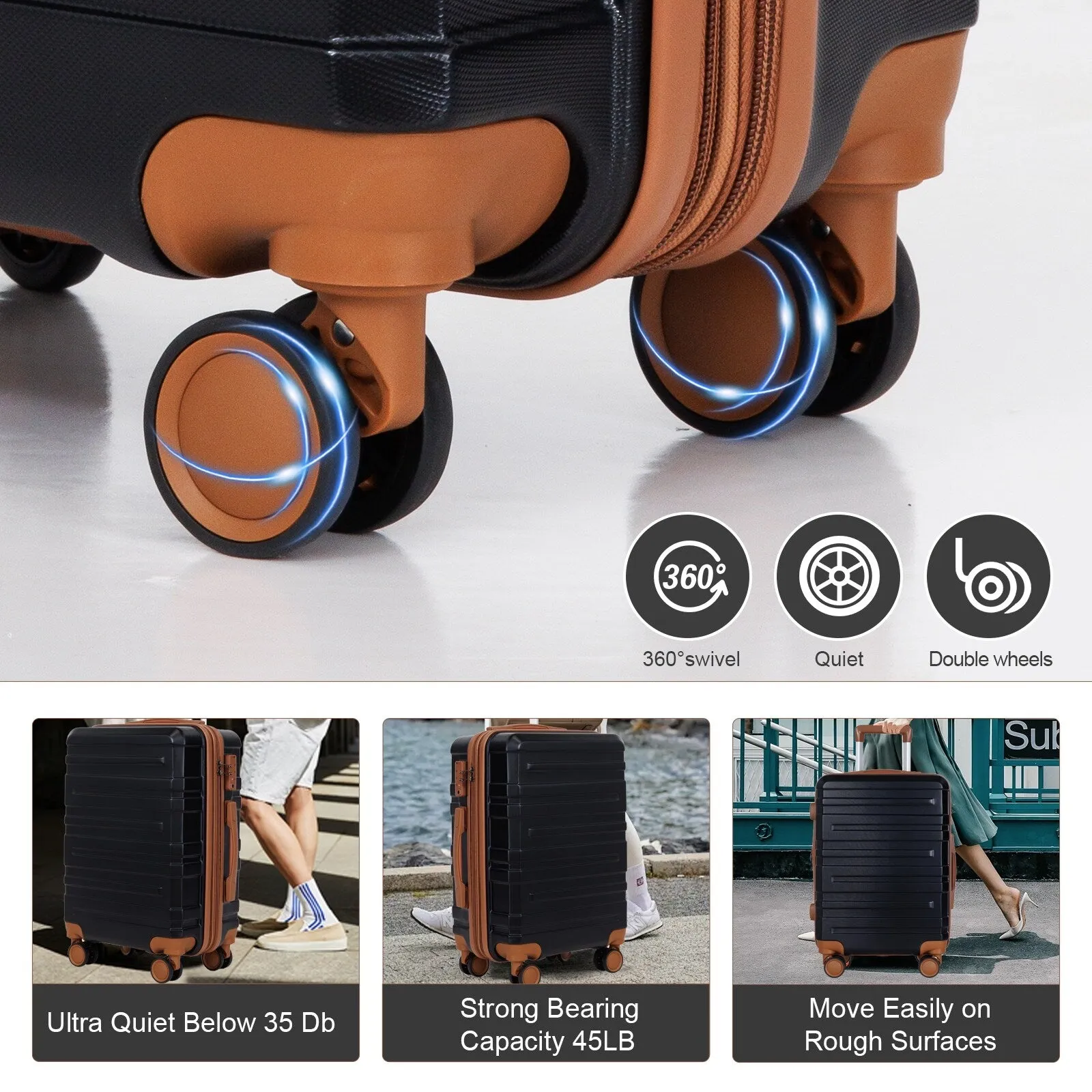 28/24/20 Luggage Sets with Dual Spinner Wheels, Hardshell Expandable Luggage with Tsa Approved Lock