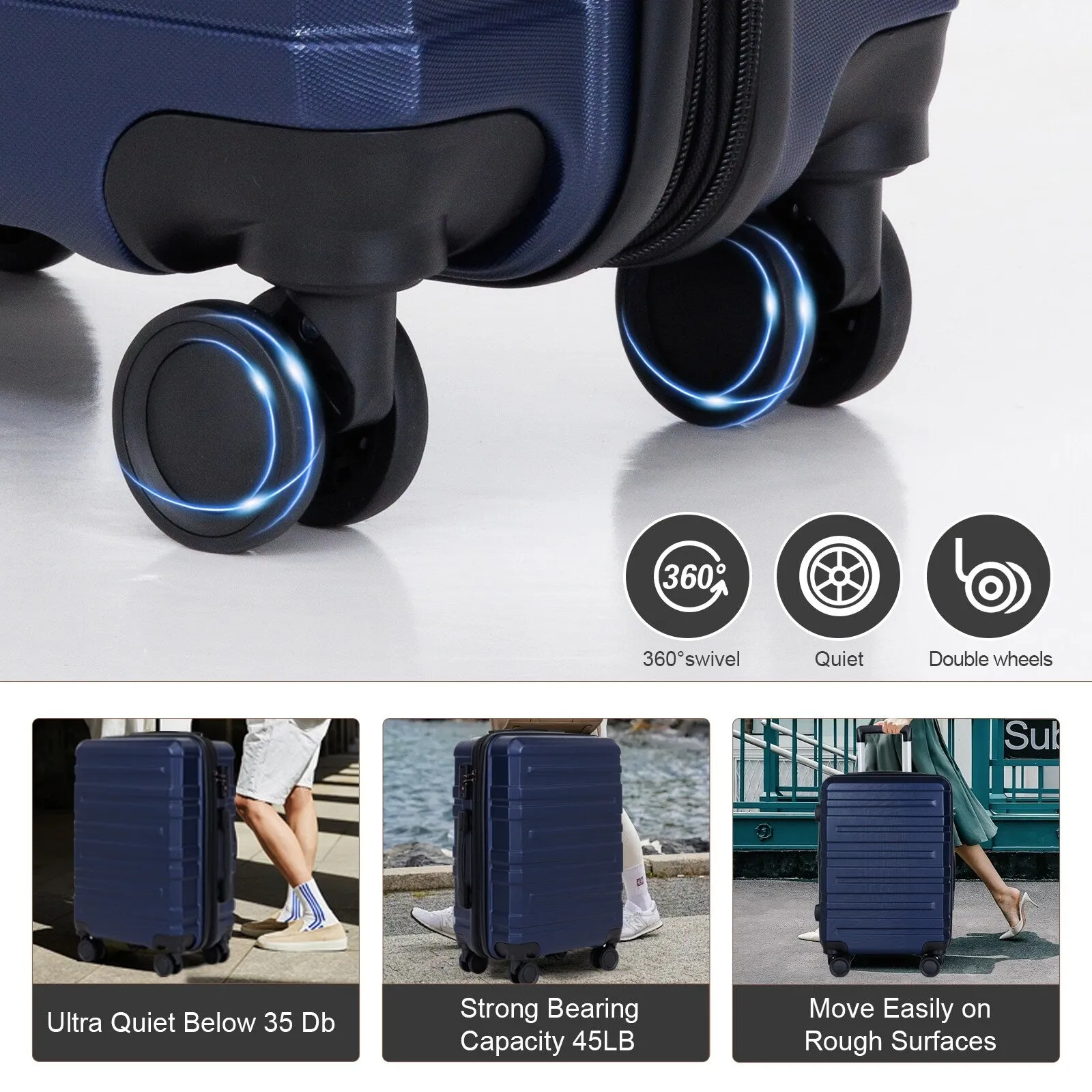 28/24/20 Luggage Sets with Dual Spinner Wheels, Hardshell Expandable Luggage with Tsa Approved Lock