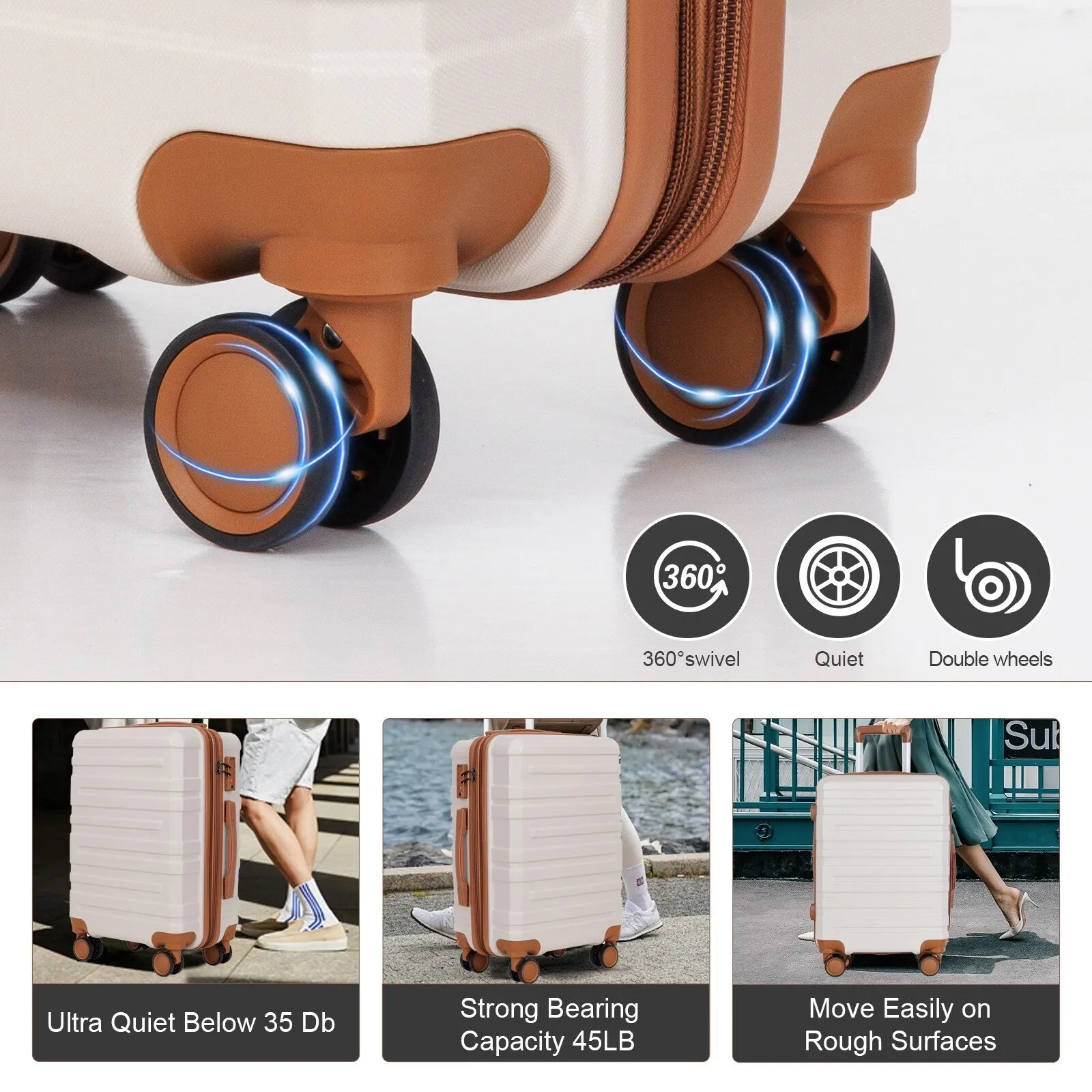 28/24/20 Luggage Sets with Dual Spinner Wheels, Hardshell Expandable Luggage with Tsa Approved Lock