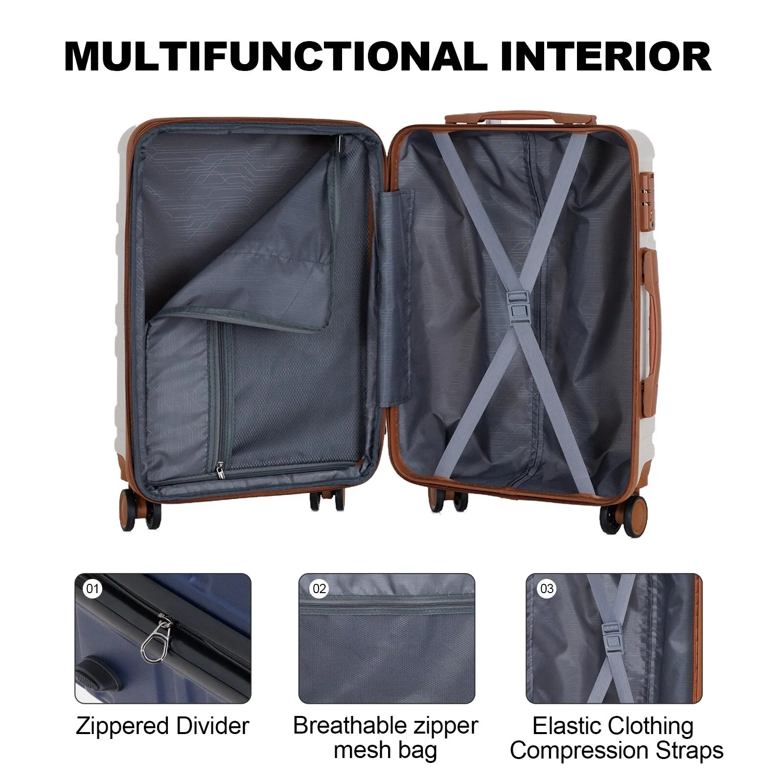 28/24/20 Luggage Sets with Dual Spinner Wheels, Hardshell Expandable Luggage with Tsa Approved Lock