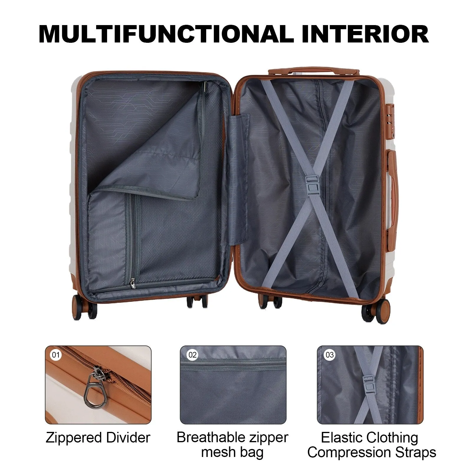 28/24/20 Luggage Sets with Dual Spinner Wheels, Hardshell Expandable Luggage with Tsa Approved Lock