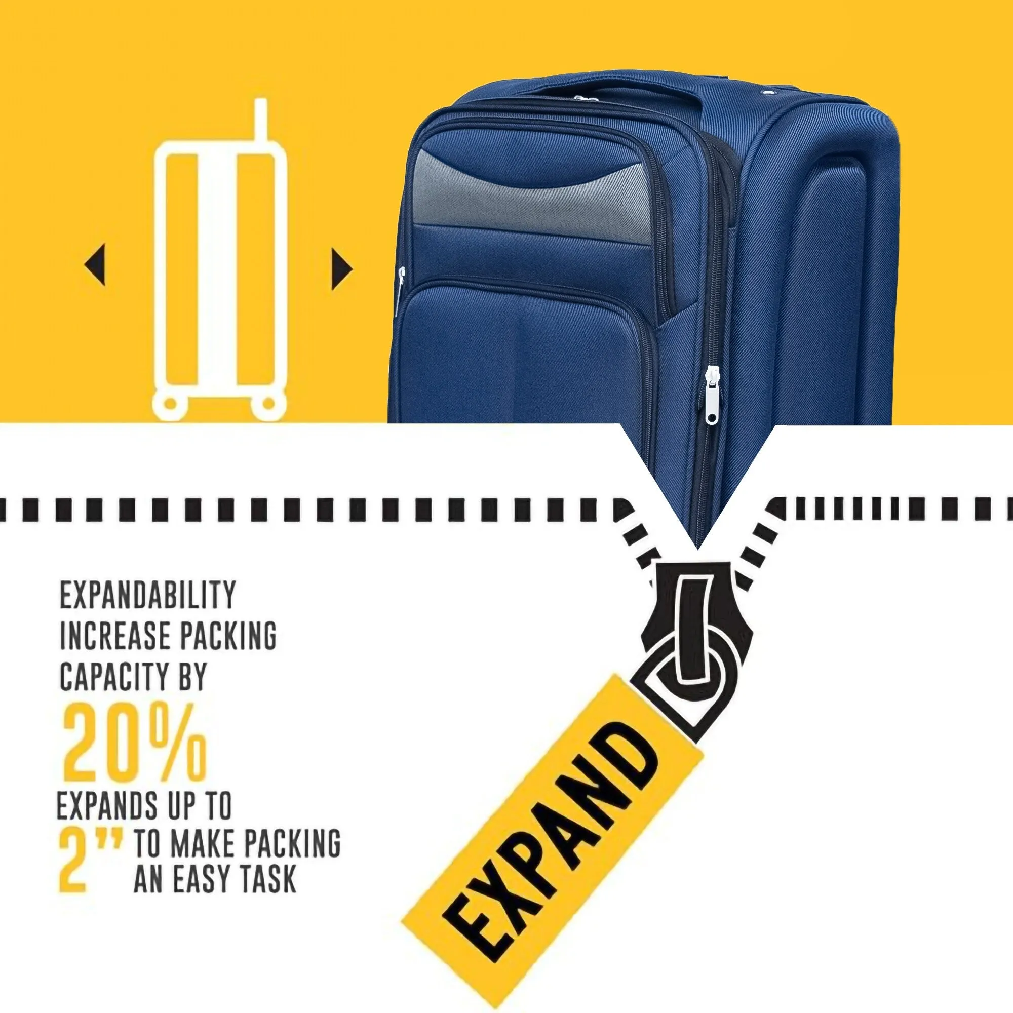 2pcs Softsided Suitcase Set w/Universal Wheels & Oxford Cloth Backpack