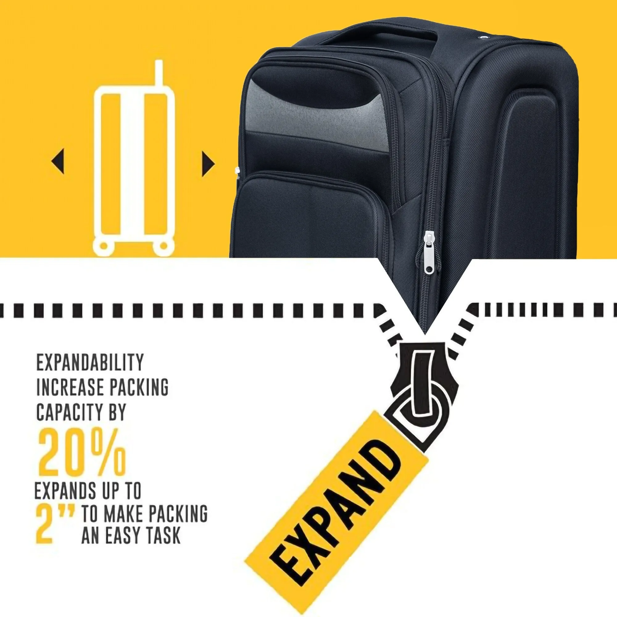 2pcs Softsided Suitcase Set w/Universal Wheels & Oxford Cloth Backpack