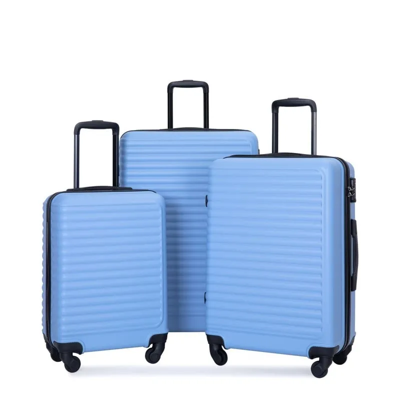 3 Piece ABS Lightweight Suitcase Luggage Sets with Two Hooks,TSA Lock