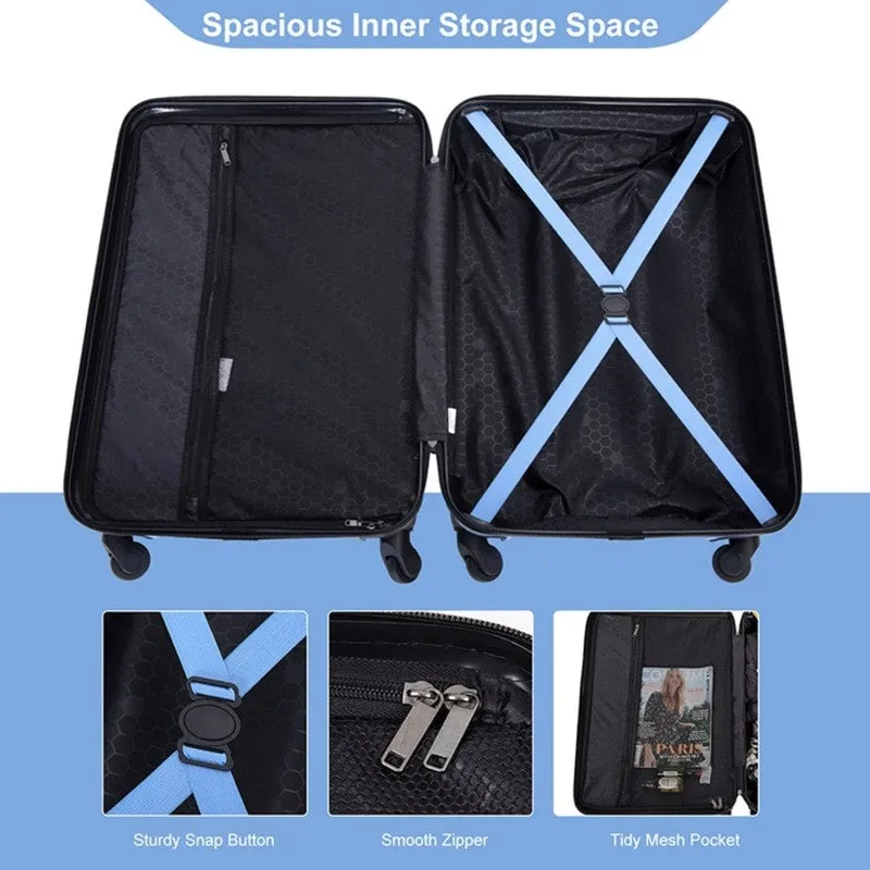3 Piece ABS Lightweight Suitcase Luggage Sets with Two Hooks,TSA Lock
