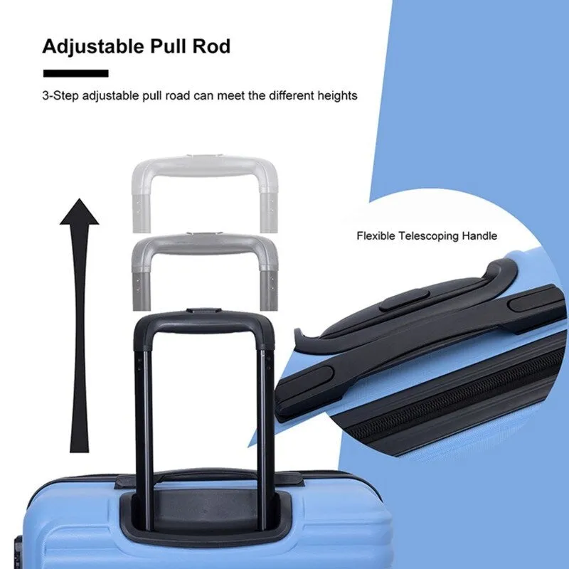3 Piece ABS Lightweight Suitcase Luggage Sets with Two Hooks,TSA Lock