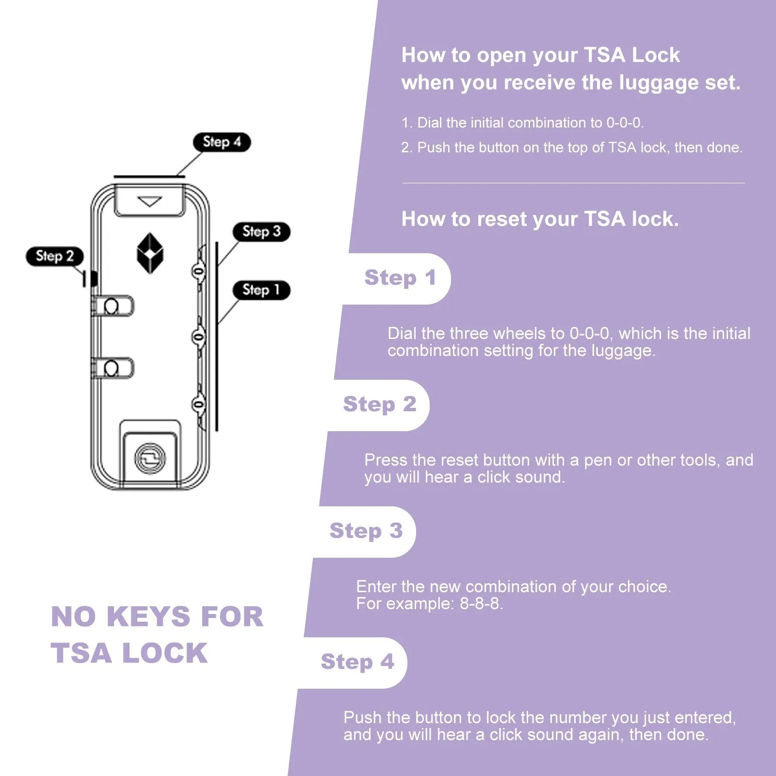 3-Piece ABS Luggage Set with TSA Lock and Spinner Wheels