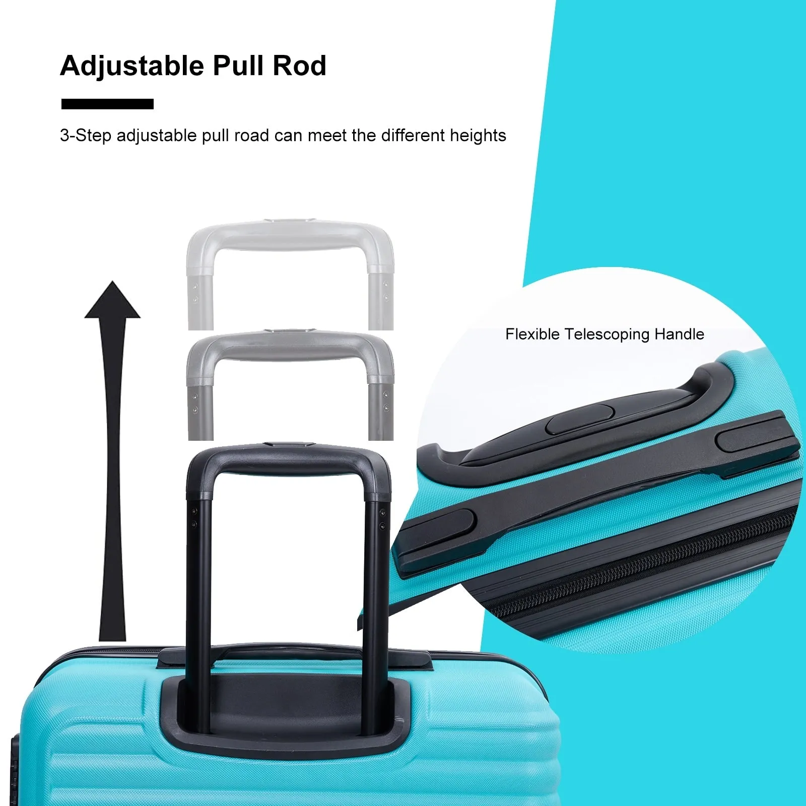 3-Piece ABS Luggage Set with TSA Lock and Spinner Wheels