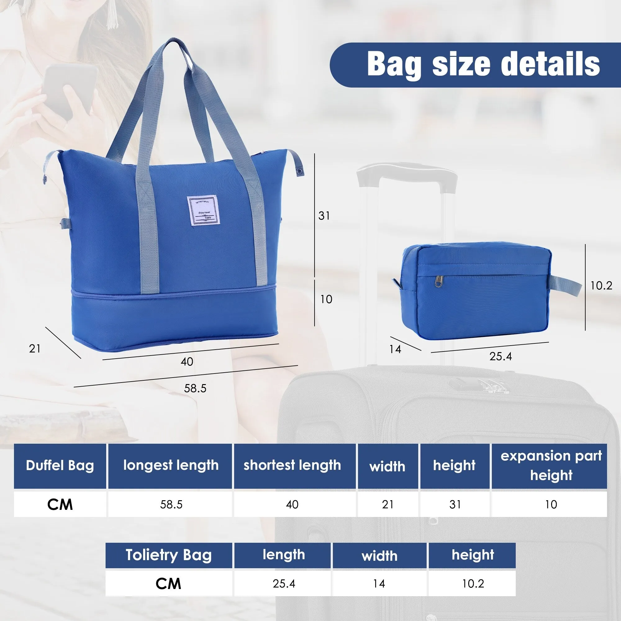 3 Piece Expandable Luggage Set with Duffel Bag and Upright Spinner, Softside Suitcase with TSA Combination Lock & Toiletry Bag
