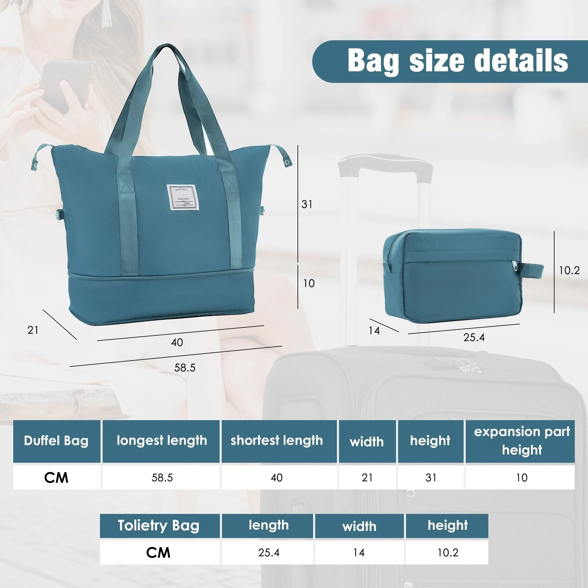 3 Piece Expandable Luggage Set with Duffel Bag and Upright Spinner, Softside Suitcase with TSA Combination Lock & Toiletry Bag