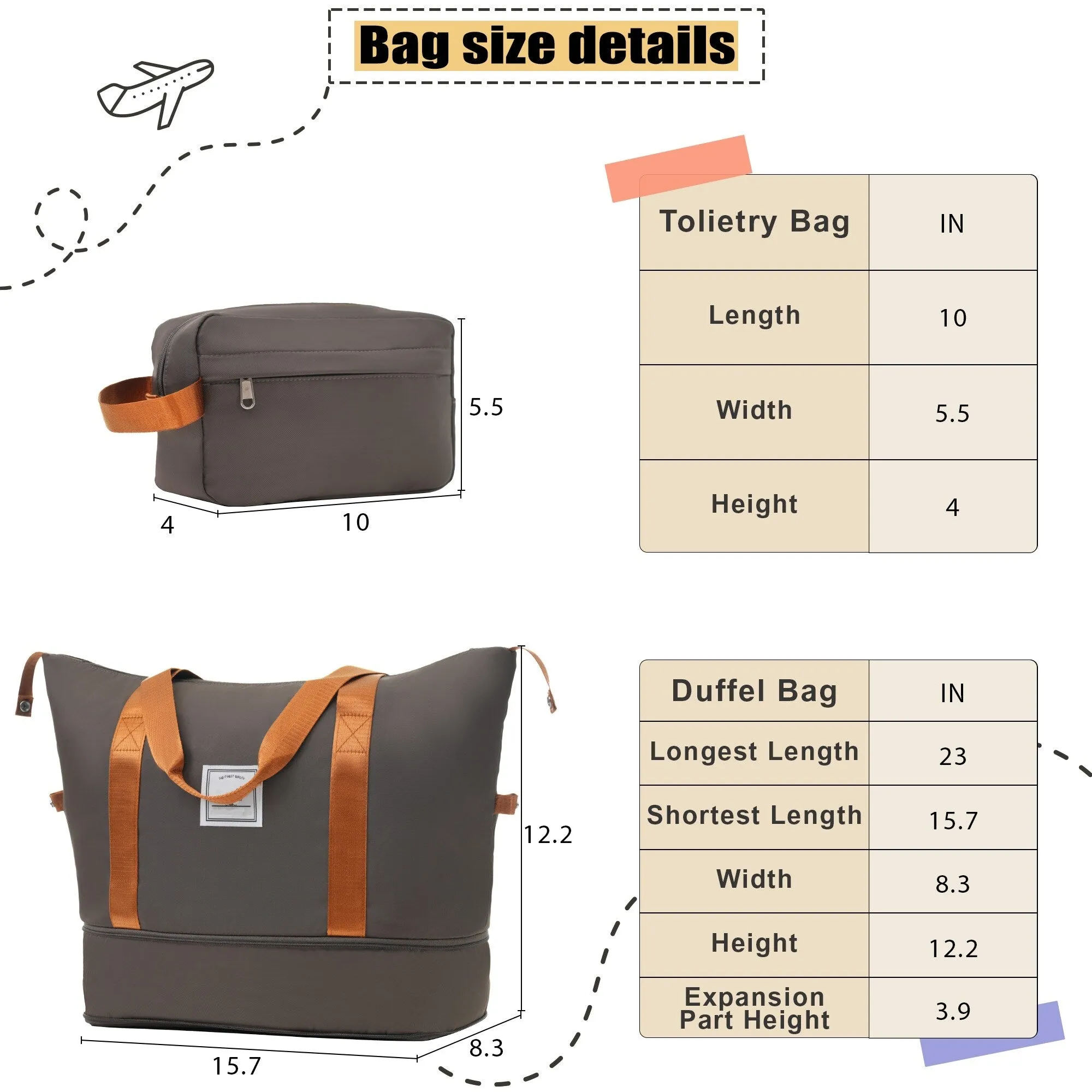 3 Piece Expandable Luggage Set with Duffel Bag and Upright Spinner, Softside Suitcase with TSA Combination Lock & Toiletry Bag