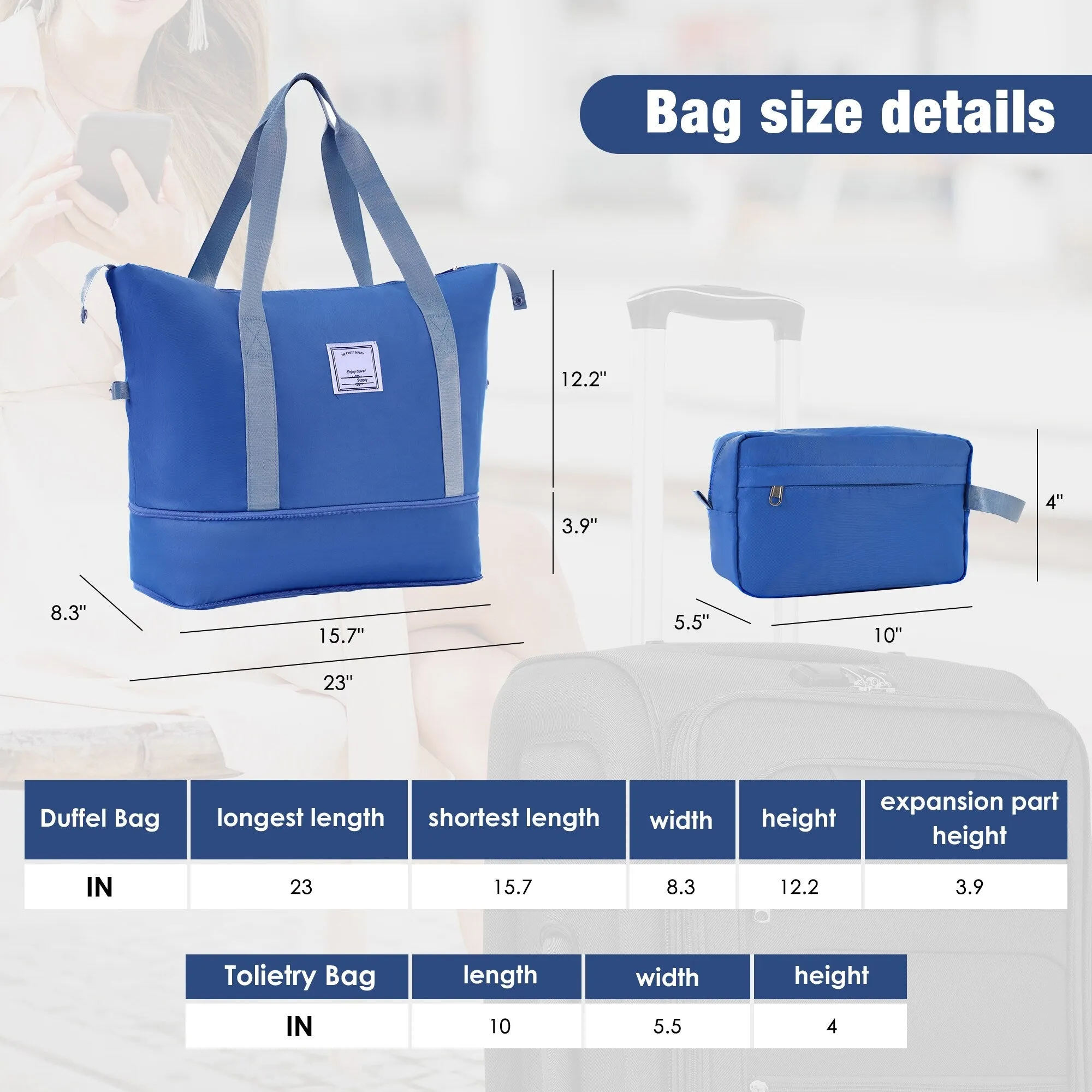 3 Piece Expandable Luggage Set with Duffel Bag and Upright Spinner, Softside Suitcase with TSA Combination Lock & Toiletry Bag
