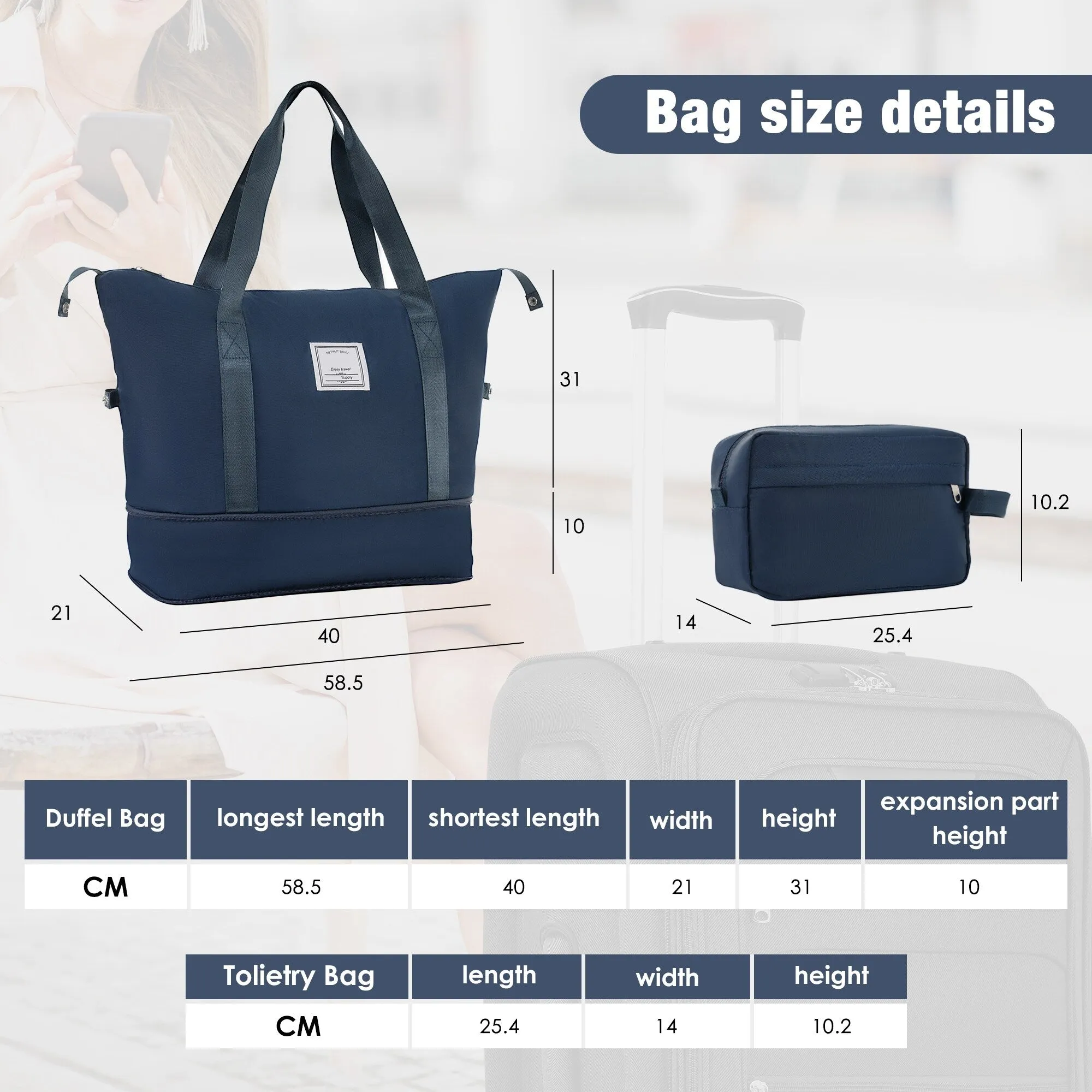 3 Piece Expandable Luggage Set with Duffel Bag and Upright Spinner, Softside Suitcase with TSA Combination Lock & Toiletry Bag