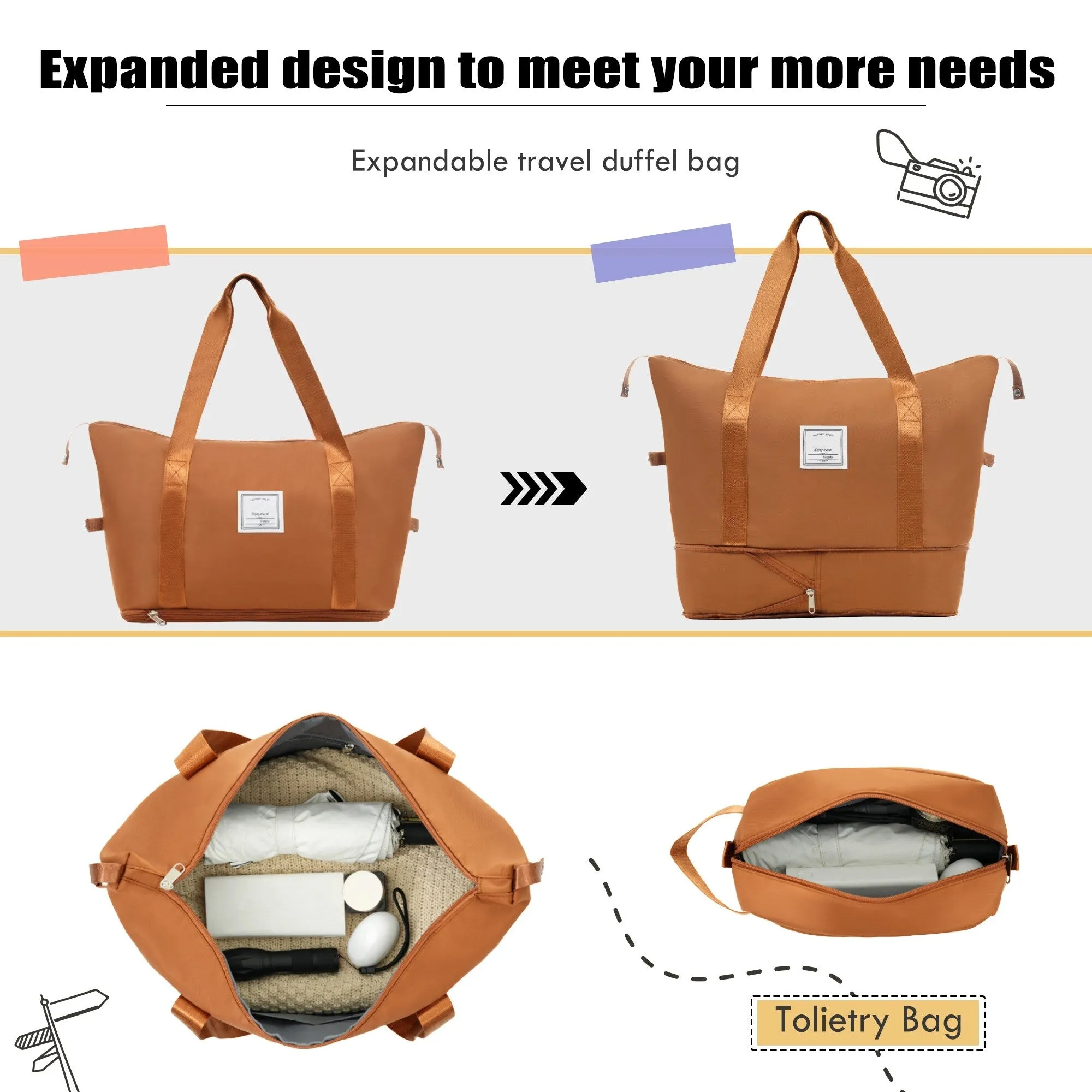 3 Piece Expandable Luggage Set with Duffel Bag and Upright Spinner, Softside Suitcase with TSA Combination Lock & Toiletry Bag