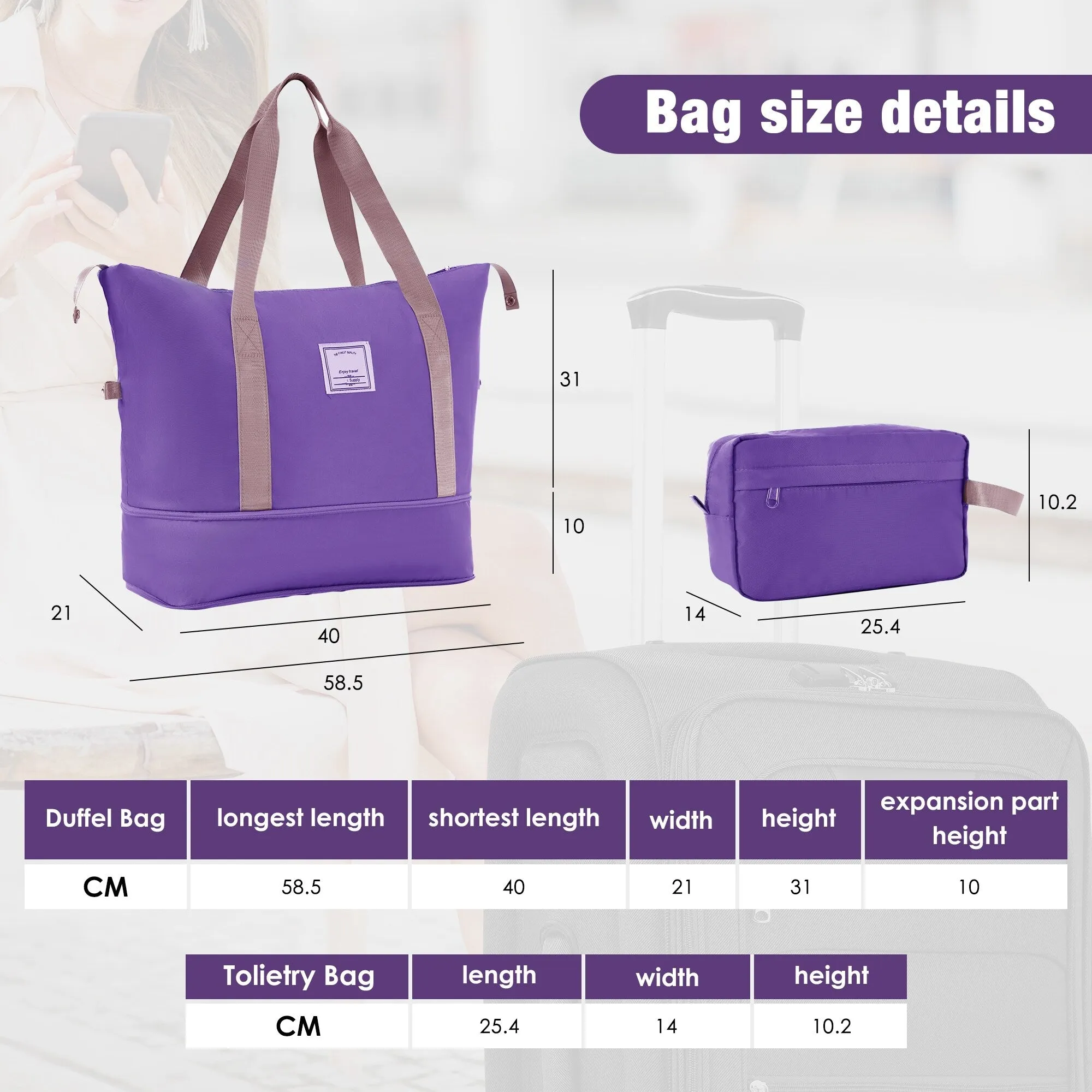 3 Piece Expandable Luggage Set with Duffel Bag and Upright Spinner, Softside Suitcase with TSA Combination Lock & Toiletry Bag