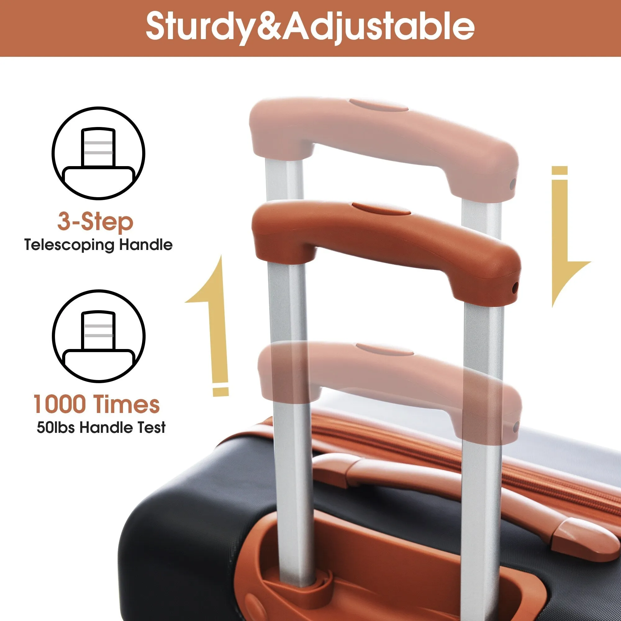 3 Piece Luggage Set Hardside Expandable Spinner Suitcase with TSA Lock Aluminum Handle 20" 24" 28"