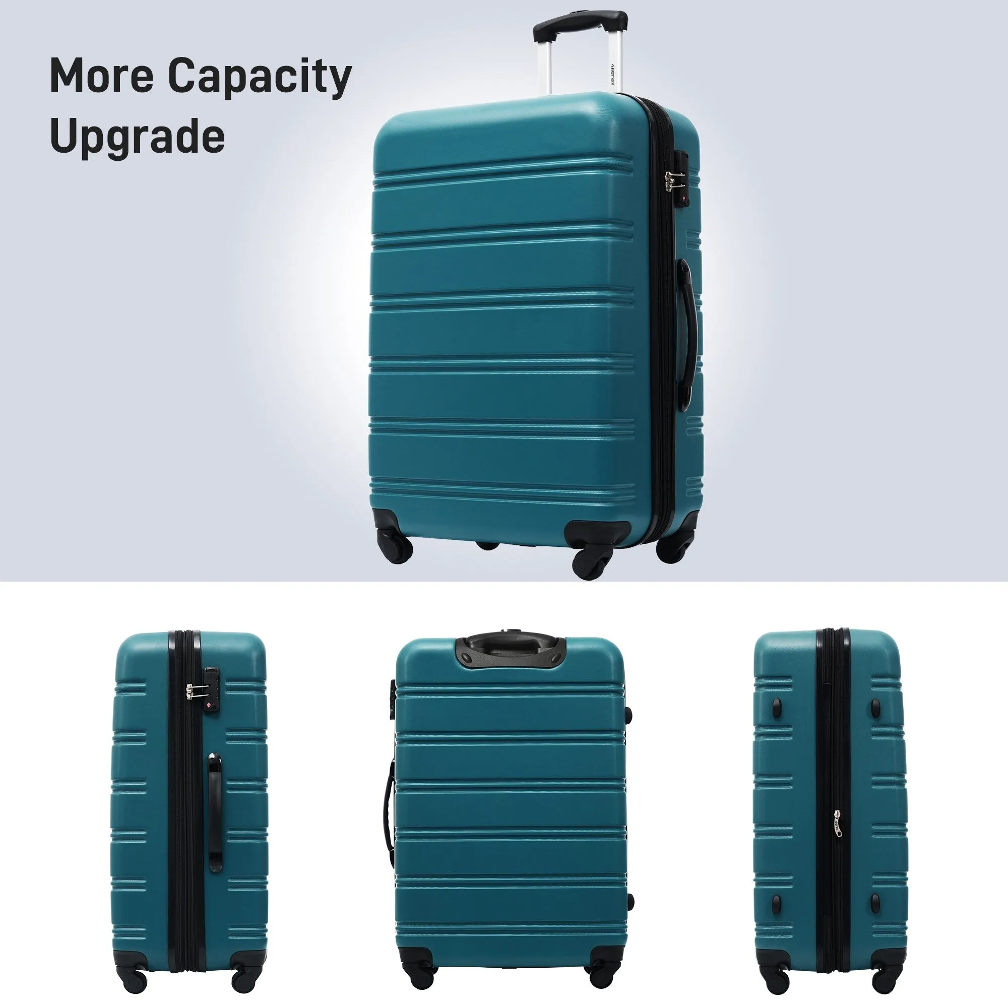 3 Piece Luggage Set Hardside Expandable Spinner Suitcase with TSA Lock Aluminum Handle 20" 24" 28"