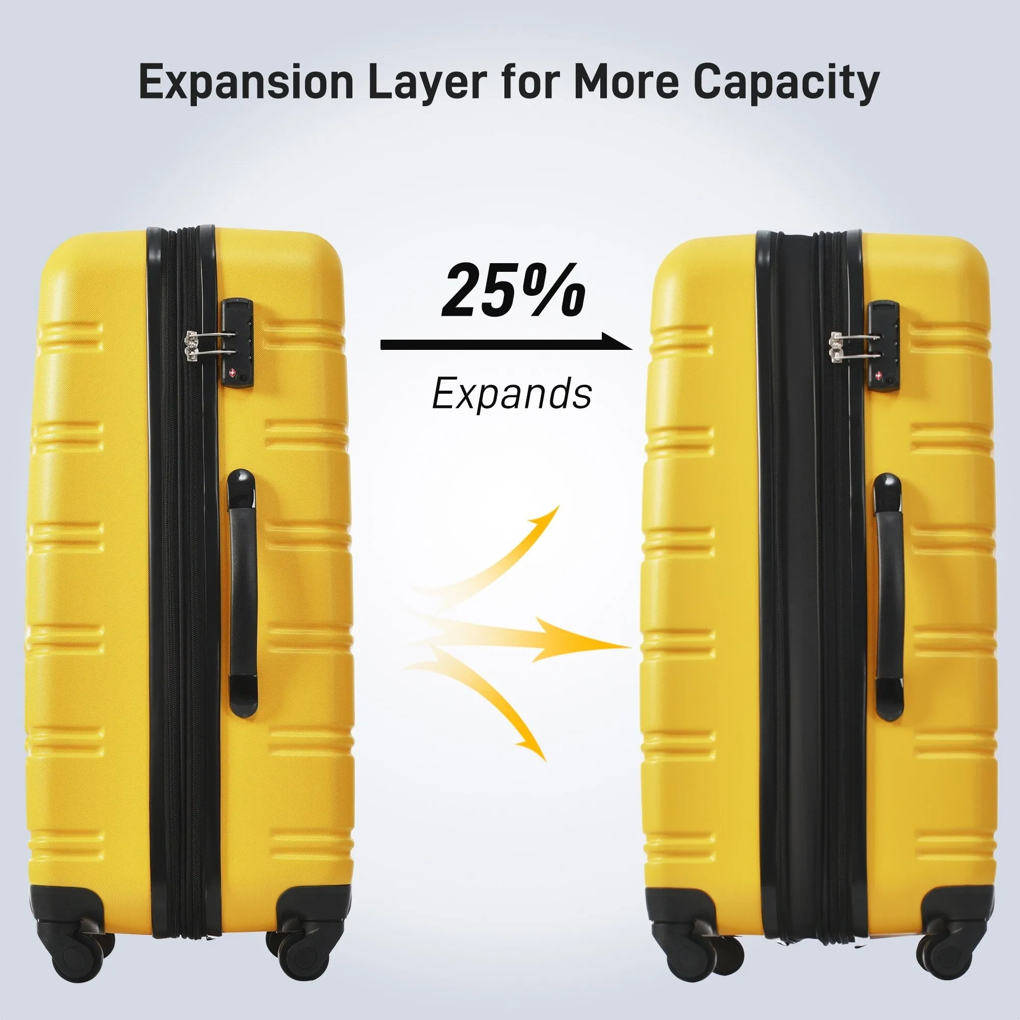 3 Piece Luggage Set Hardside Expandable Spinner Suitcase with TSA Lock Aluminum Handle 20" 24" 28"