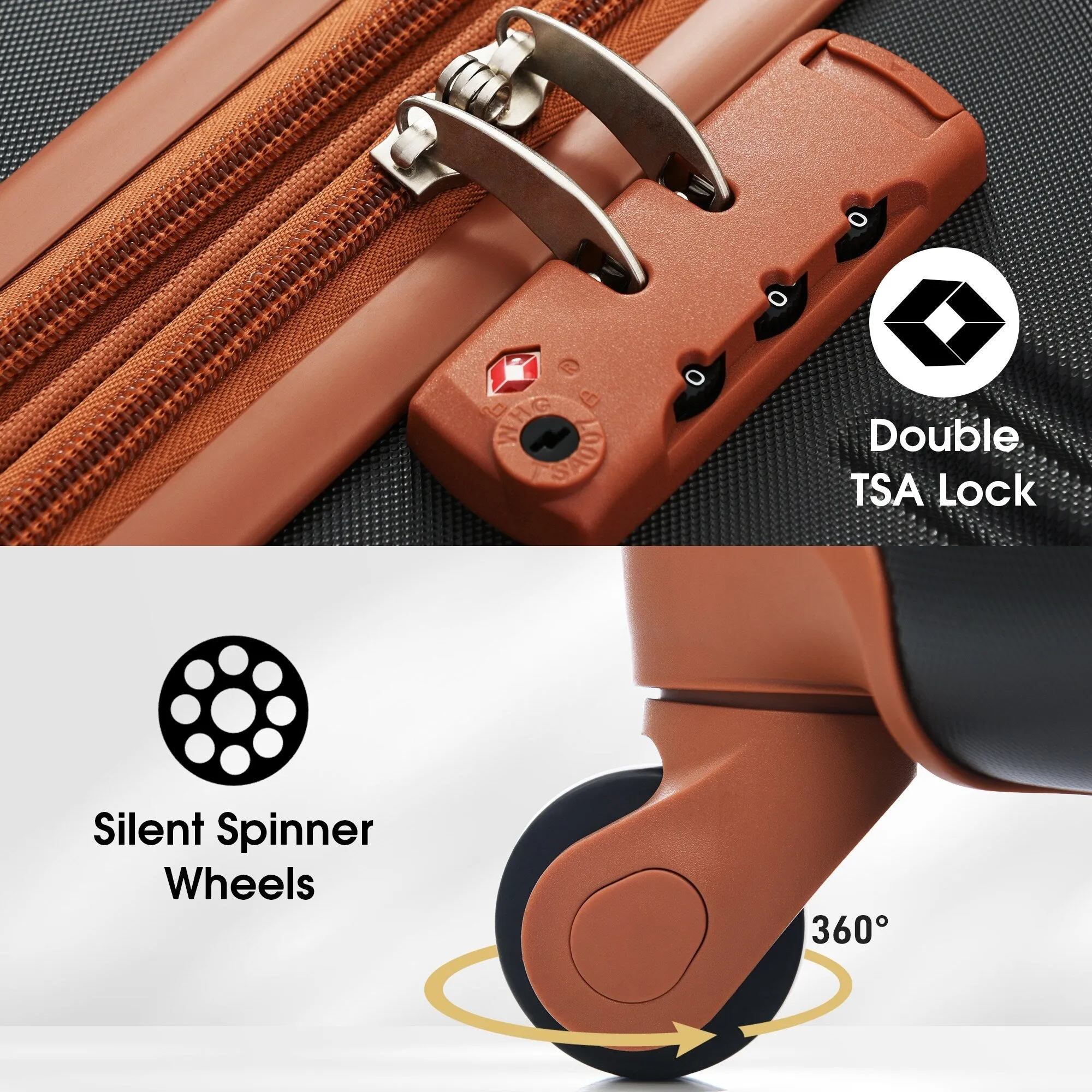 3 Piece Luggage Set Hardside Expandable Spinner Suitcase with TSA Lock Aluminum Handle 20" 24" 28"
