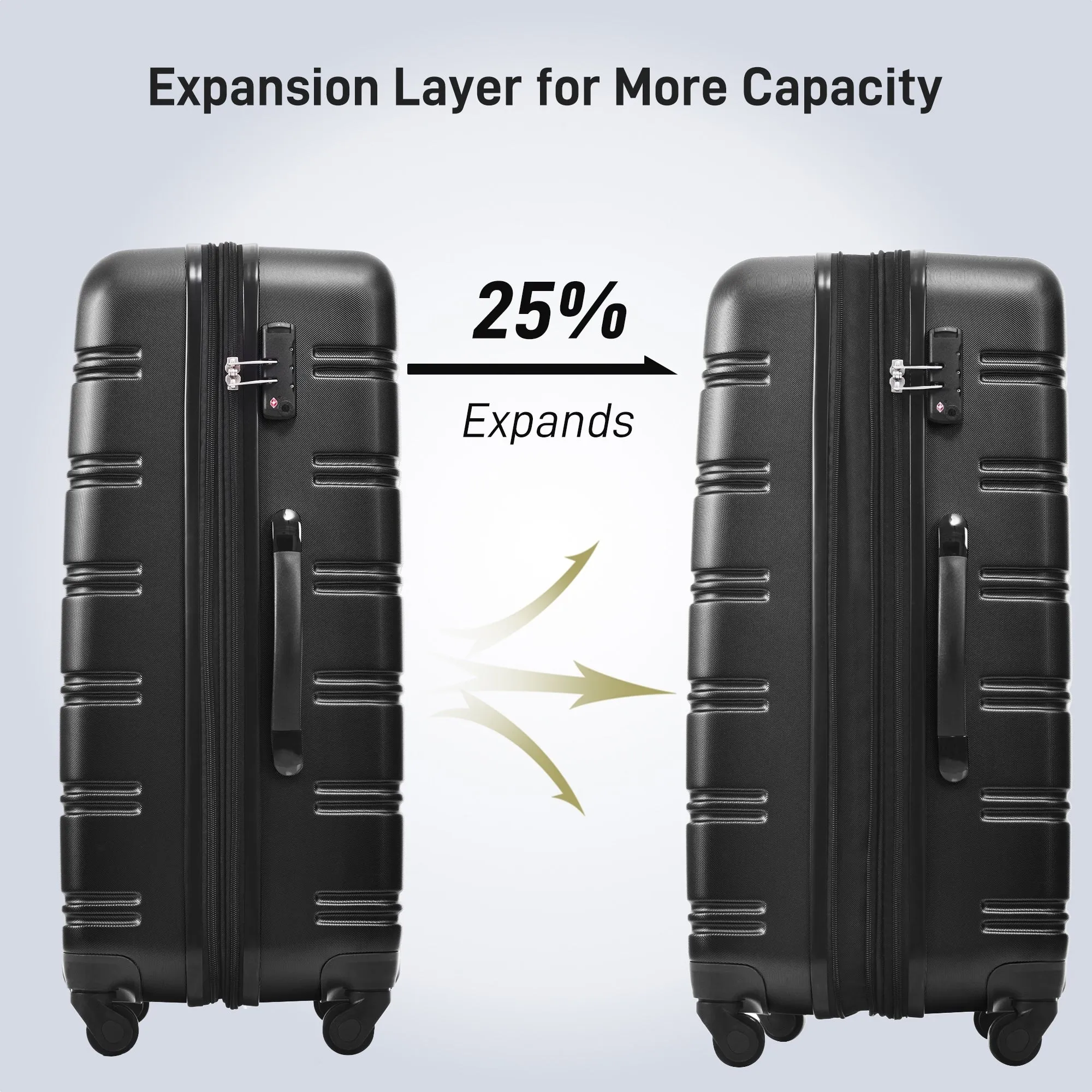 3 Piece Luggage Set Hardside Expandable Spinner Suitcase with TSA Lock Aluminum Handle 20" 24" 28"