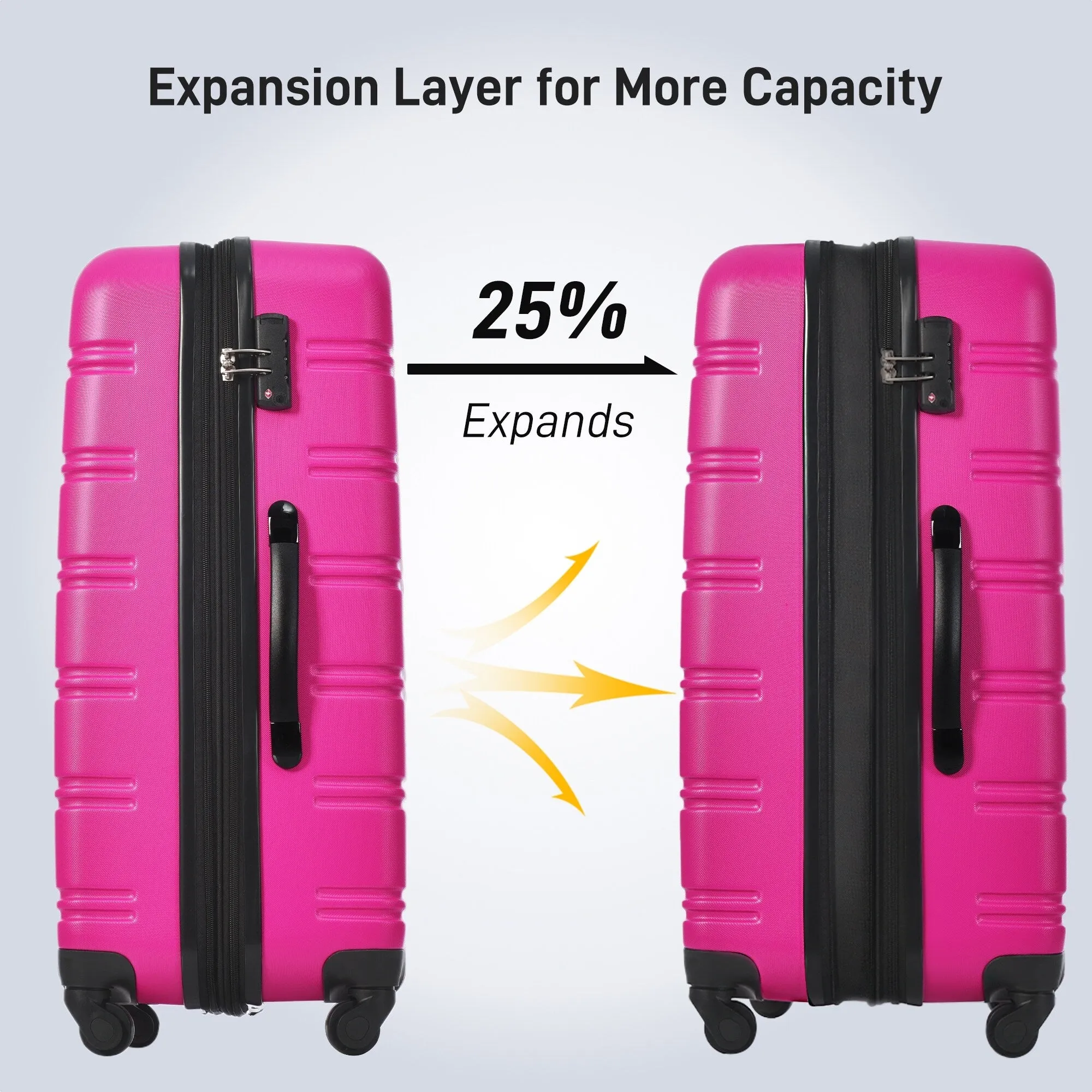 3 Piece Luggage Set Hardside Expandable Spinner Suitcase with TSA Lock Aluminum Handle 20" 24" 28"