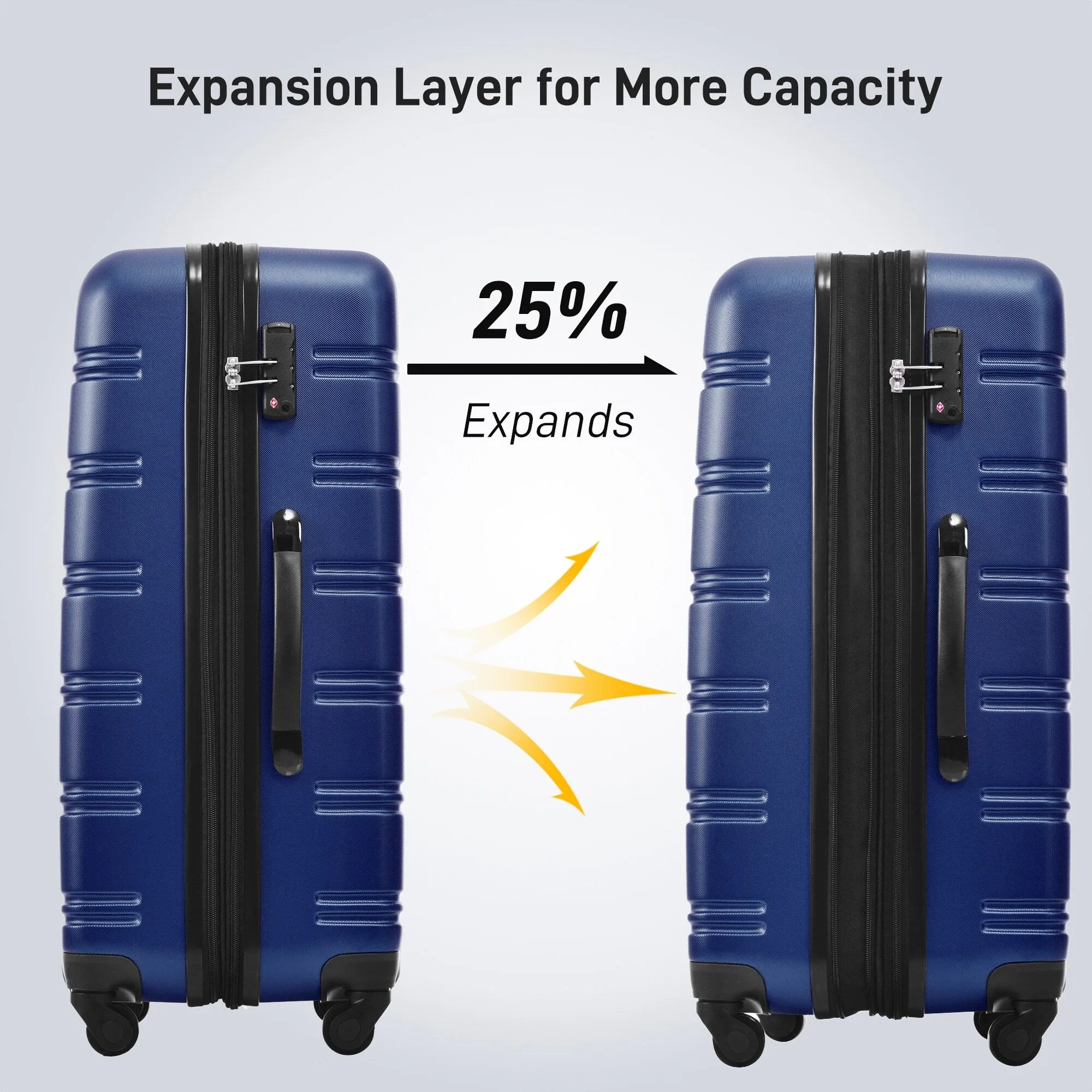 3 Piece Luggage Set Hardside Expandable Spinner Suitcase with TSA Lock Aluminum Handle 20" 24" 28"