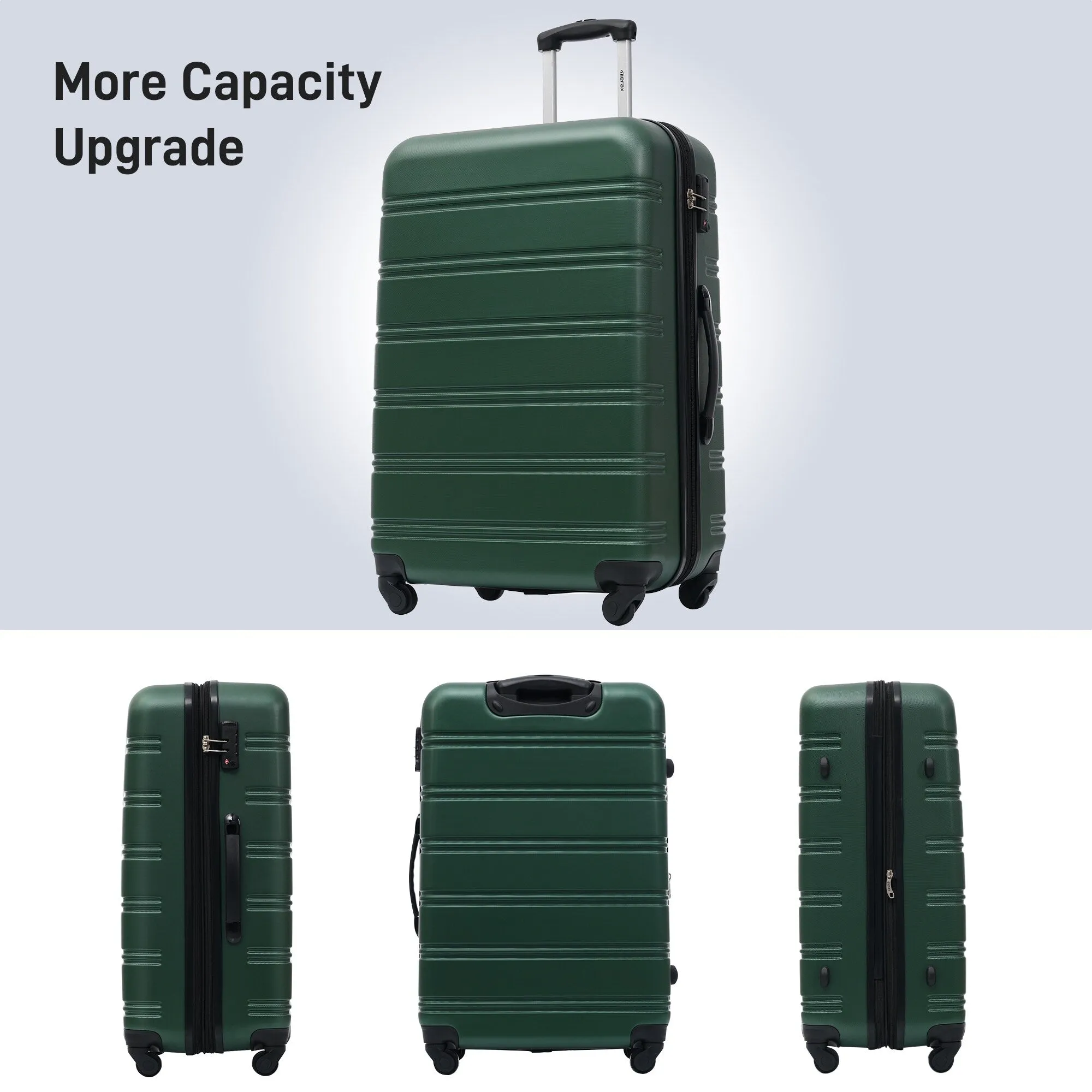 3 Piece Luggage Set Hardside Expandable Spinner Suitcase with TSA Lock Aluminum Handle 20" 24" 28"