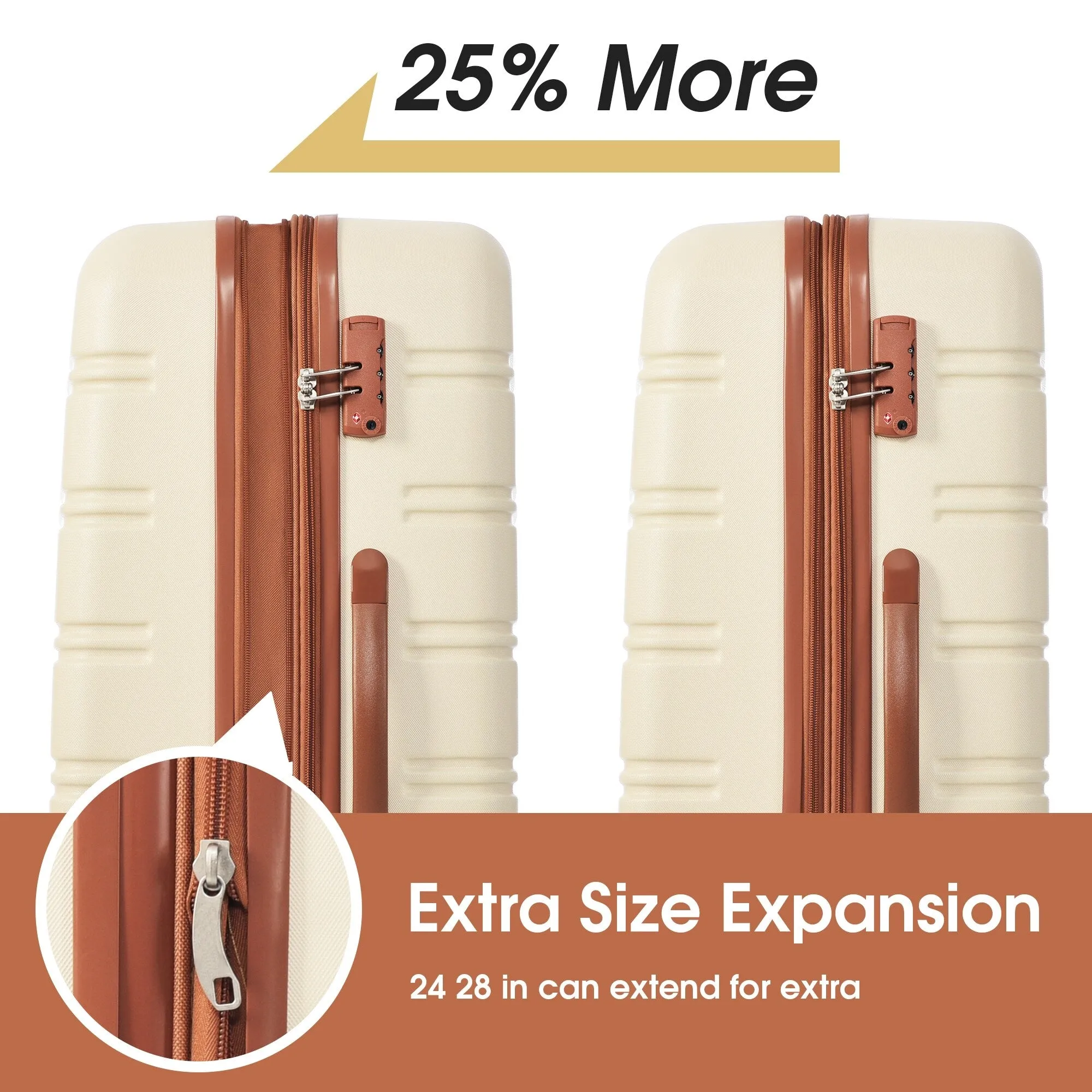 3 Piece Luggage Set Hardside Expandable Spinner Suitcase with TSA Lock Aluminum Handle 20" 24" 28"