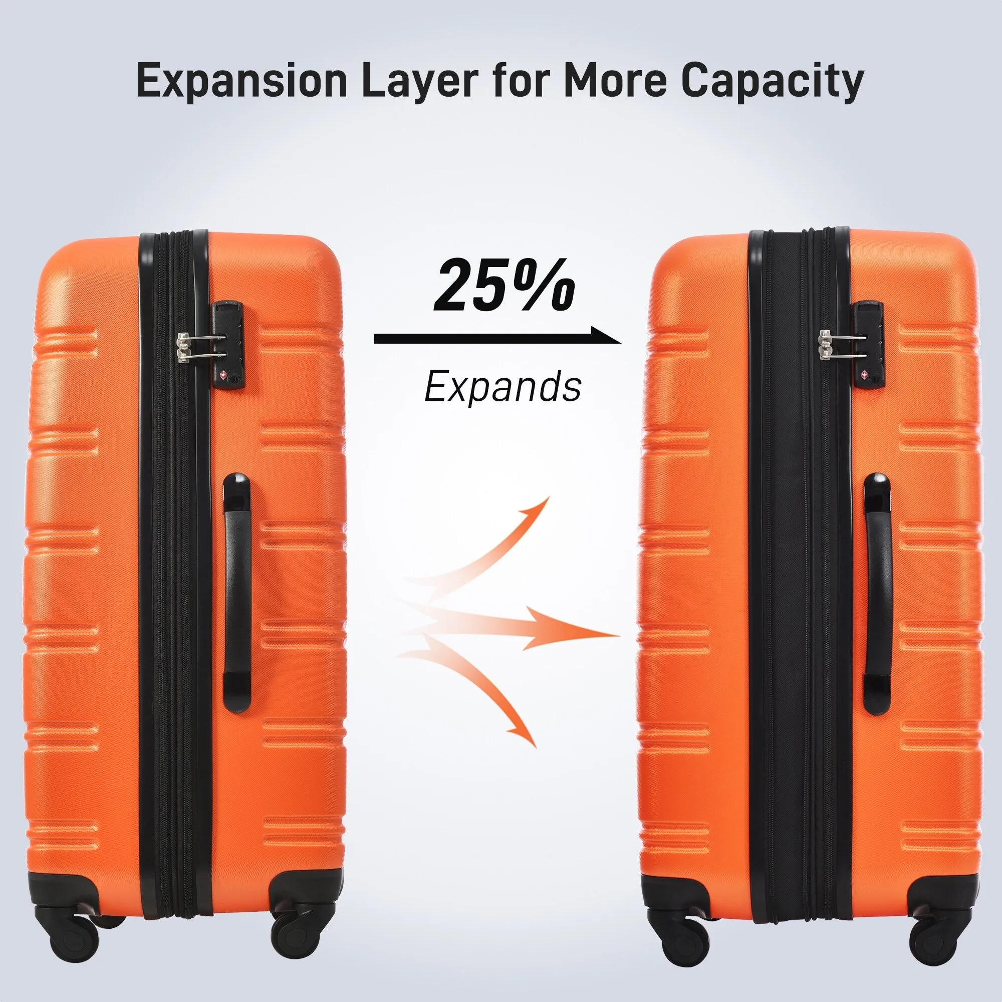 3 Piece Luggage Set Hardside Expandable Spinner Suitcase with TSA Lock Aluminum Handle 20" 24" 28"