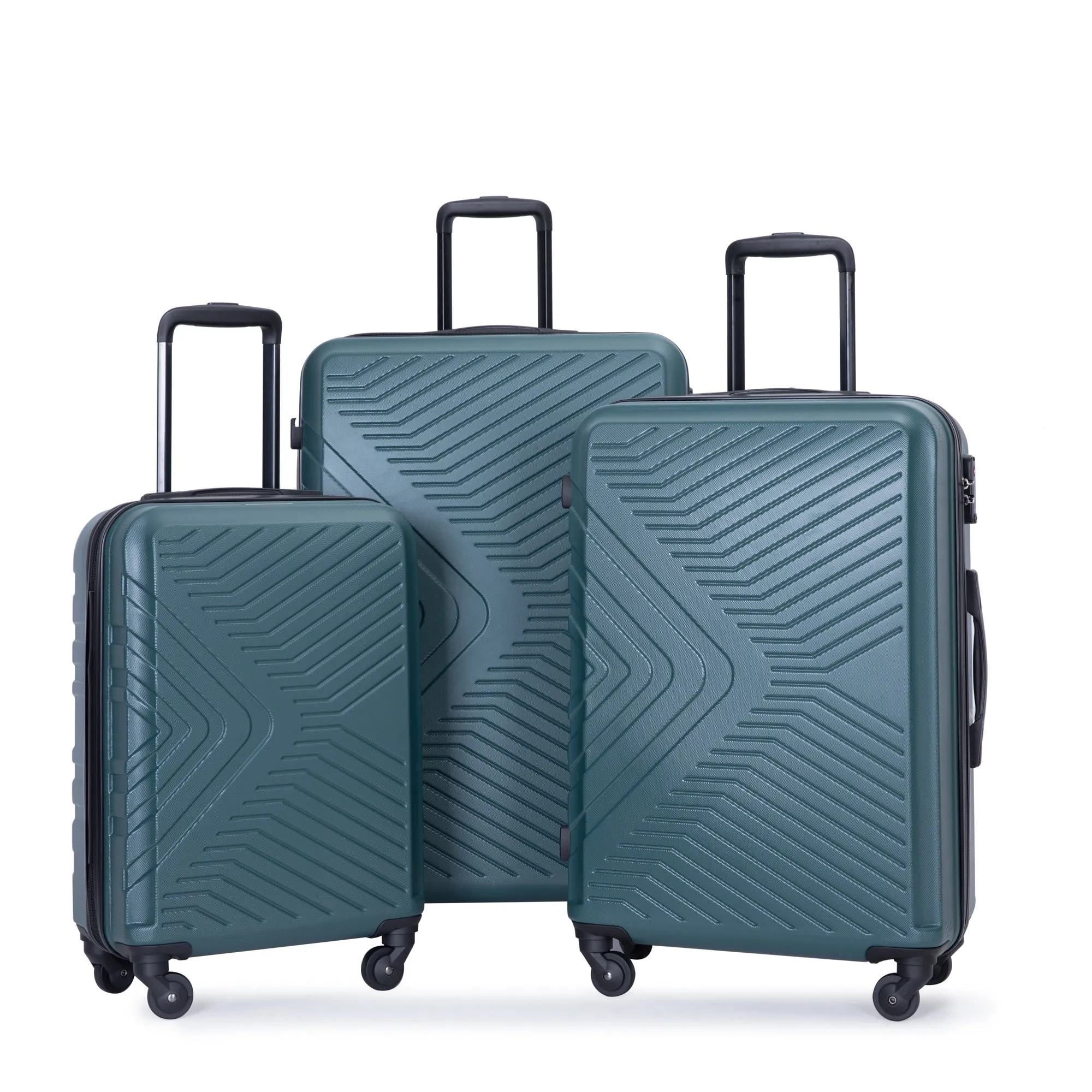 3 Piece Luggage Sets ABS Lightweight Suitcase with Two Hooks, Spinner Wheels, TSA Lock, (20/24/28)
