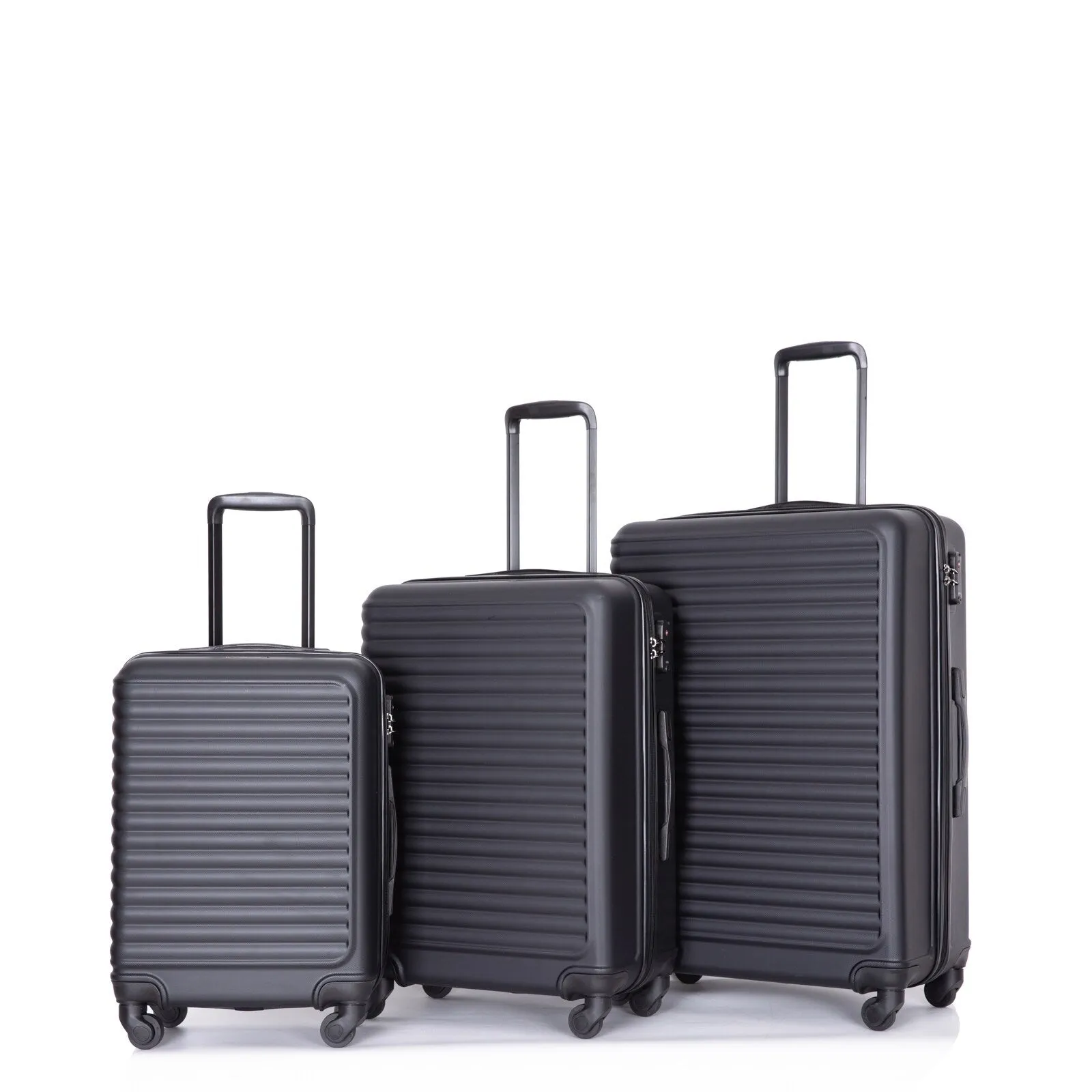 3 Piece Luggage Sets ABS Lightweight Suitcase with Two Hooks, Spinner Wheels, TSA Lock, (20/24/28)