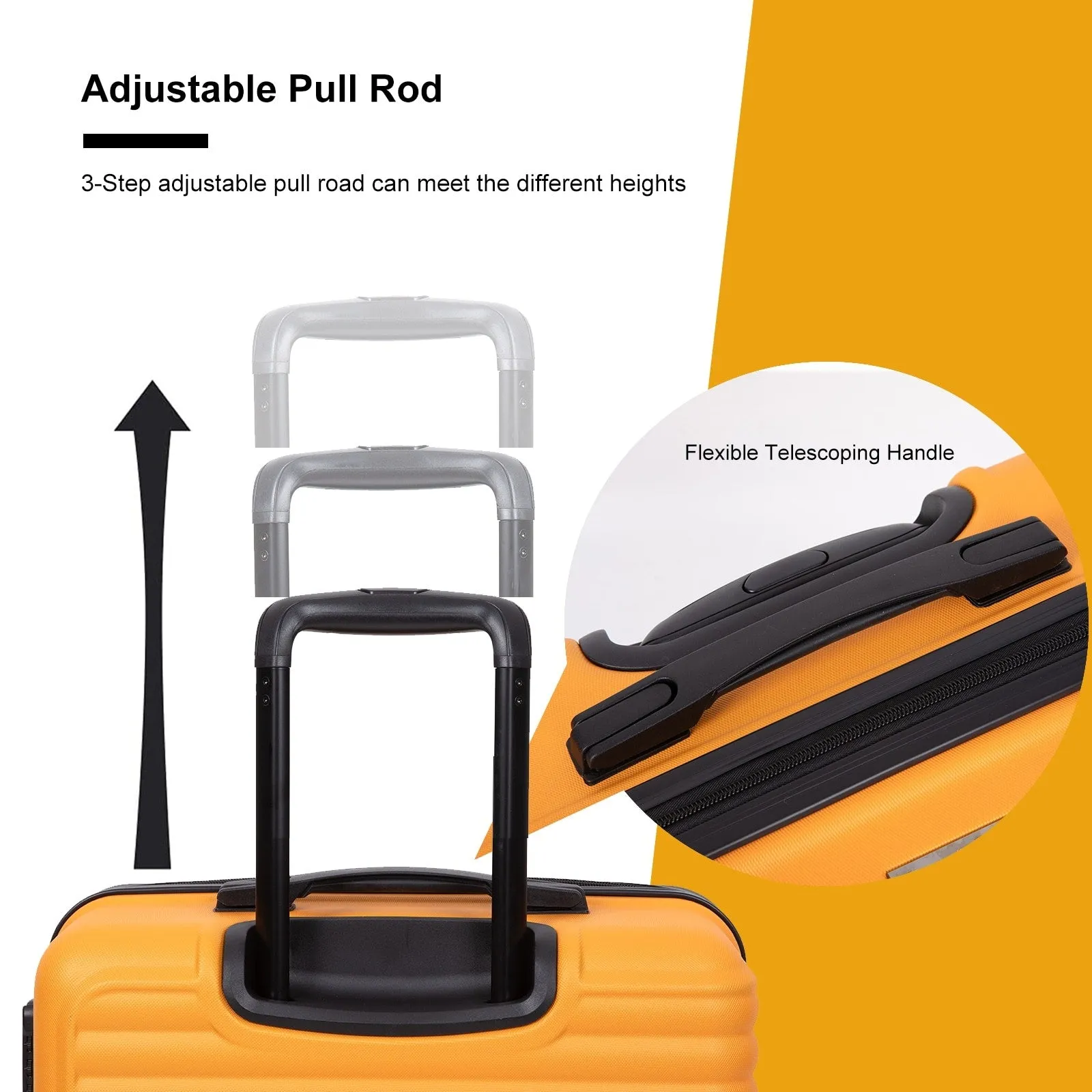 3 Piece Luggage Sets ABS Lightweight Suitcase with Two Hooks, Spinner Wheels, TSA Lock, (20/24/28)