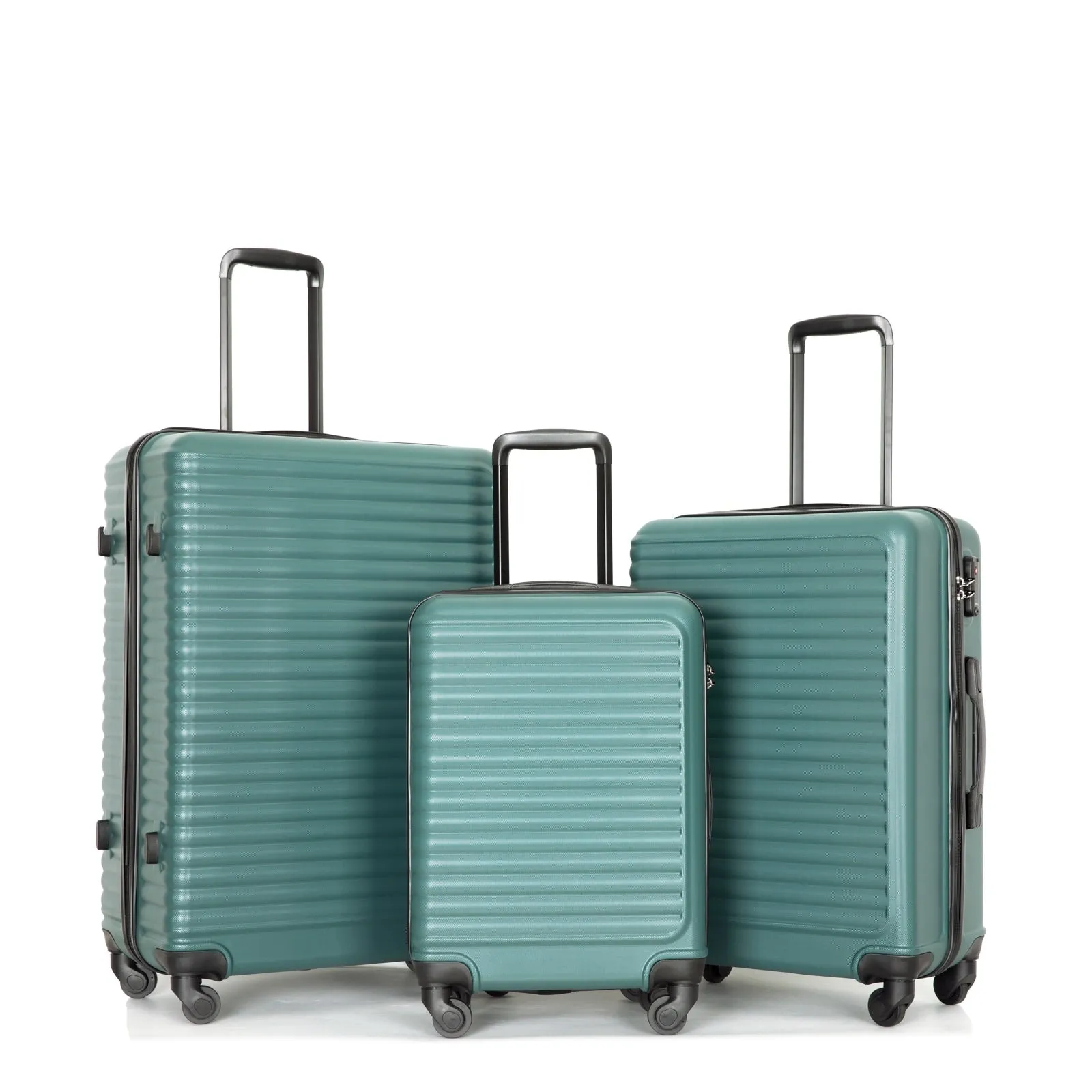 3 Piece Luggage Sets ABS Lightweight Suitcase with Two Hooks, Spinner Wheels, TSA Lock, (20/24/28)