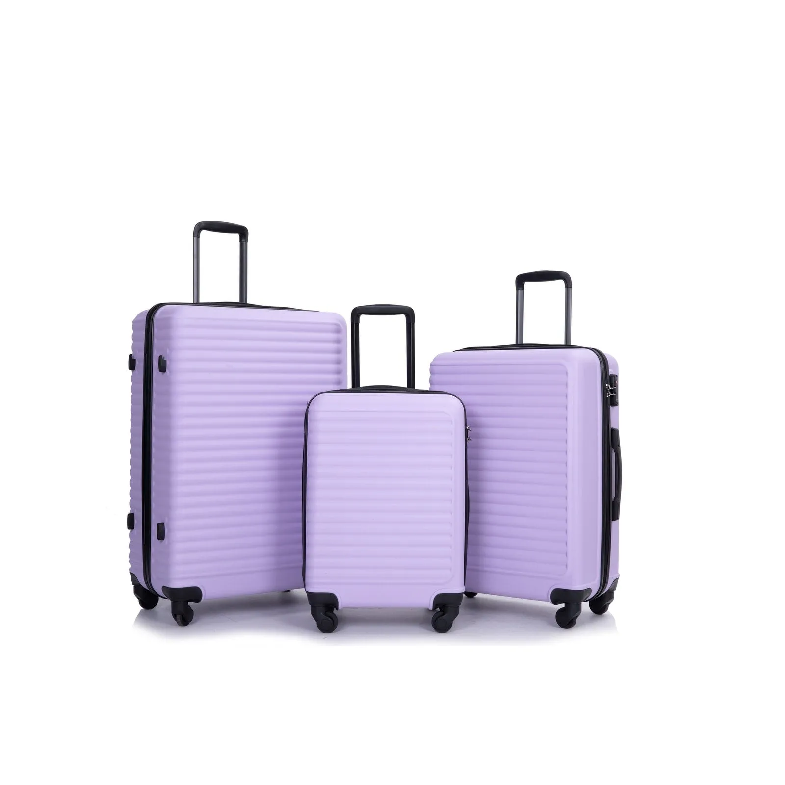 3 Piece Luggage Sets ABS Lightweight Suitcase with Two Hooks, Spinner Wheels, TSA Lock, (20/24/28)