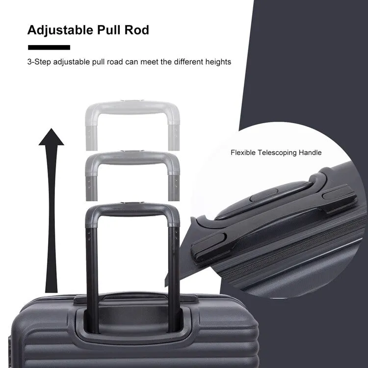 3 Piece Luggage Sets ABS Lightweight Suitcase with Two Hooks, Spinner Wheels, TSA Lock, (20/24/28)