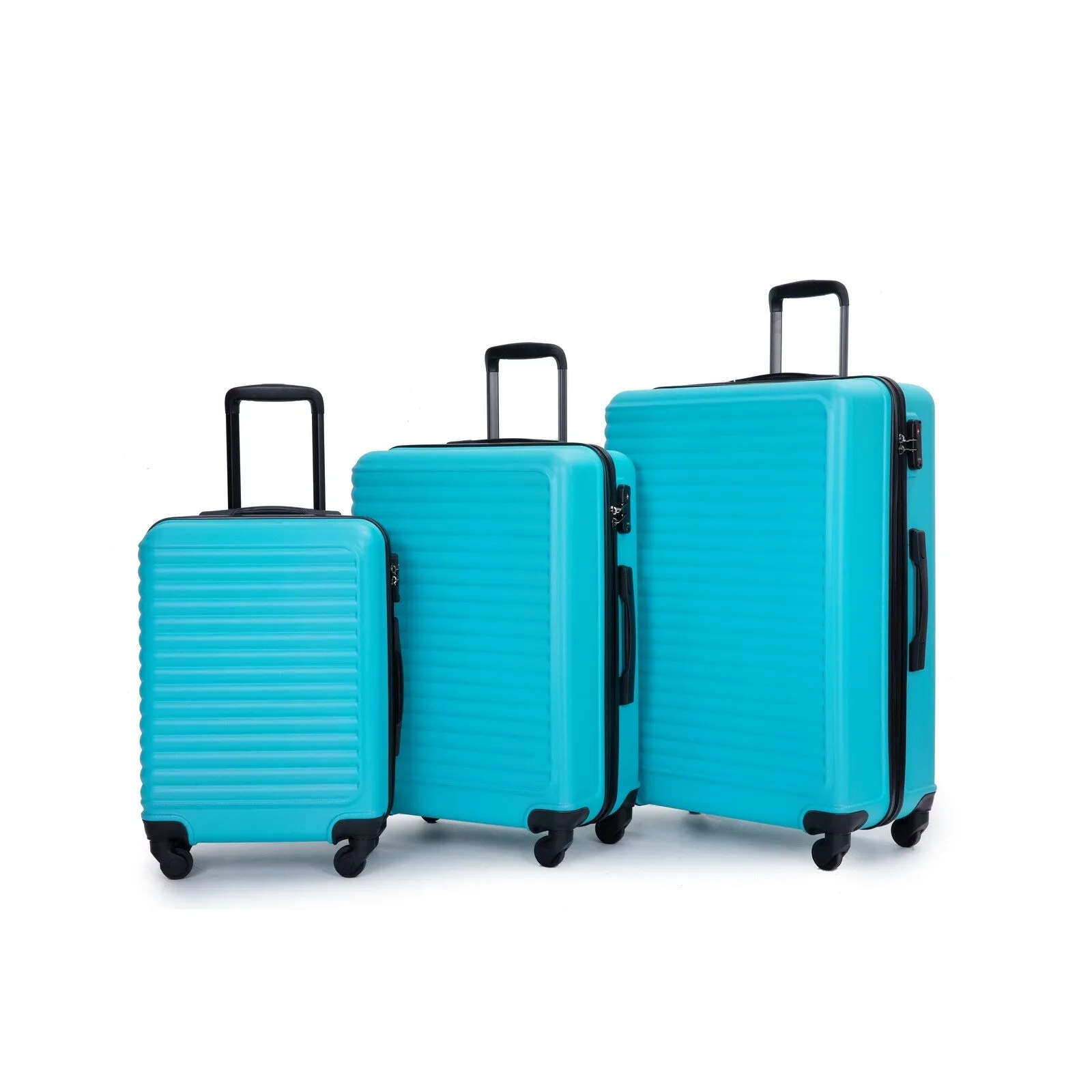 3 Piece Luggage Sets ABS Lightweight Suitcase with Two Hooks, Spinner Wheels, TSA Lock, (20/24/28)
