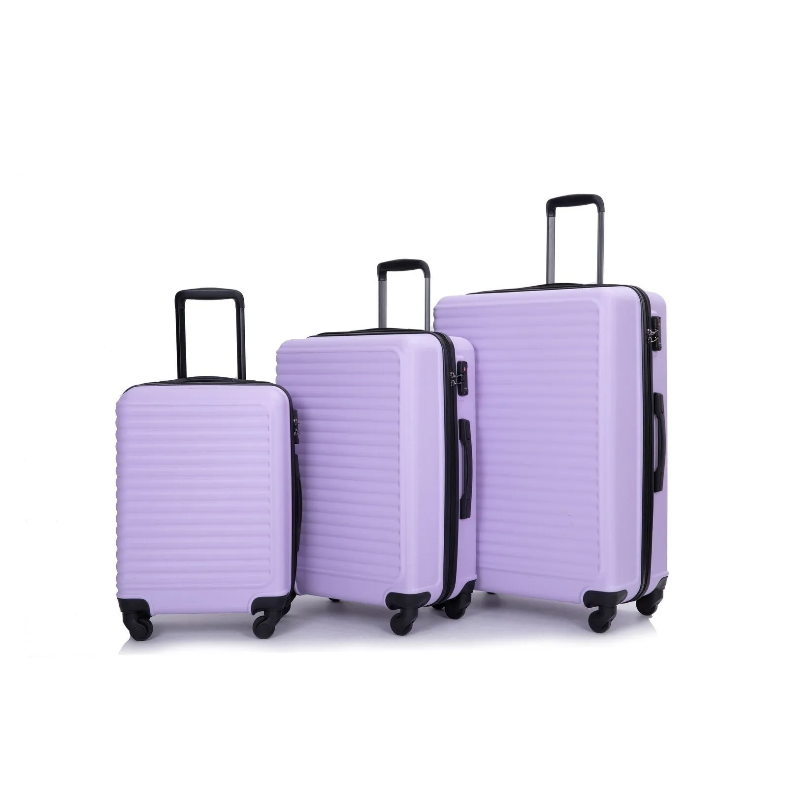 3 Piece Luggage Sets ABS Lightweight Suitcase with Two Hooks, Spinner Wheels, TSA Lock, (20/24/28)