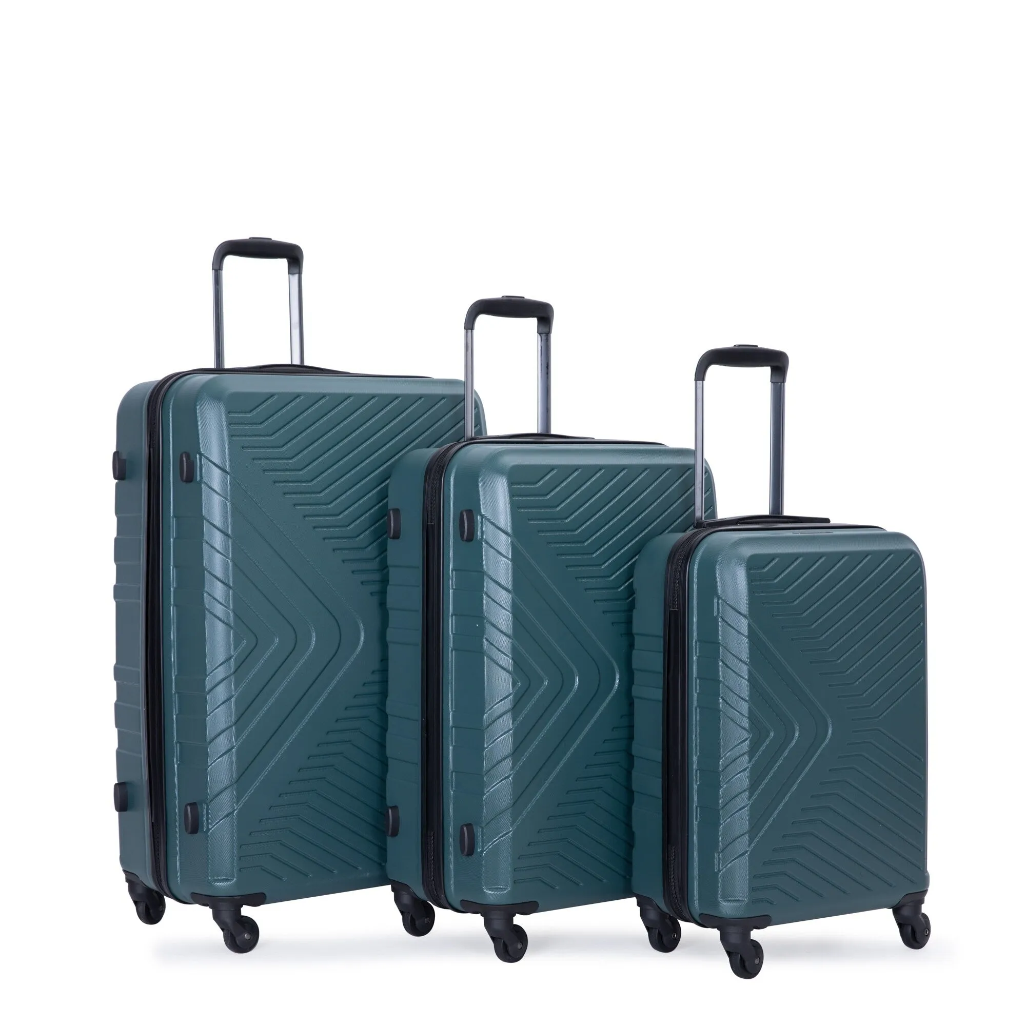 3 Piece Luggage Sets ABS Lightweight Suitcase with Two Hooks, Spinner Wheels, TSA Lock, (20/24/28)