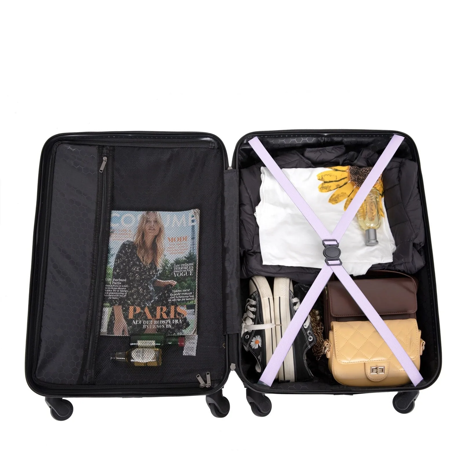 3 Piece Luggage Sets ABS Lightweight Suitcase with Two Hooks, Spinner Wheels, TSA Lock, (20/24/28)