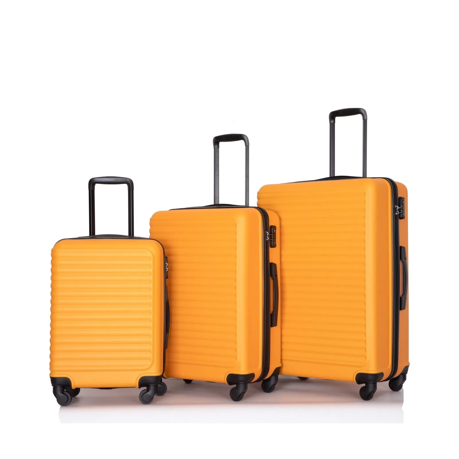3 Piece Luggage Sets ABS Lightweight Suitcase with Two Hooks, Spinner Wheels, TSA Lock, (20/24/28)