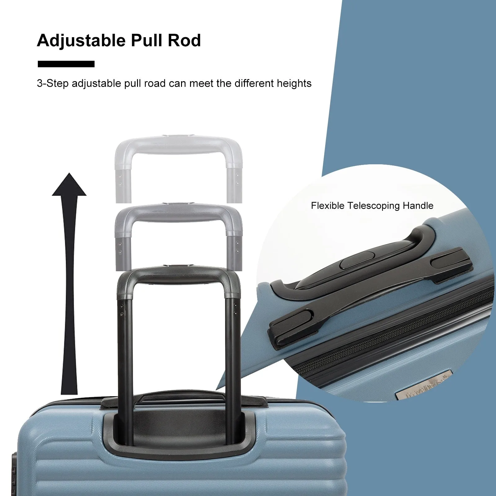 3 Piece Luggage Sets ABS Lightweight Suitcase with Two Hooks, Spinner Wheels, TSA Lock, (20/24/28)