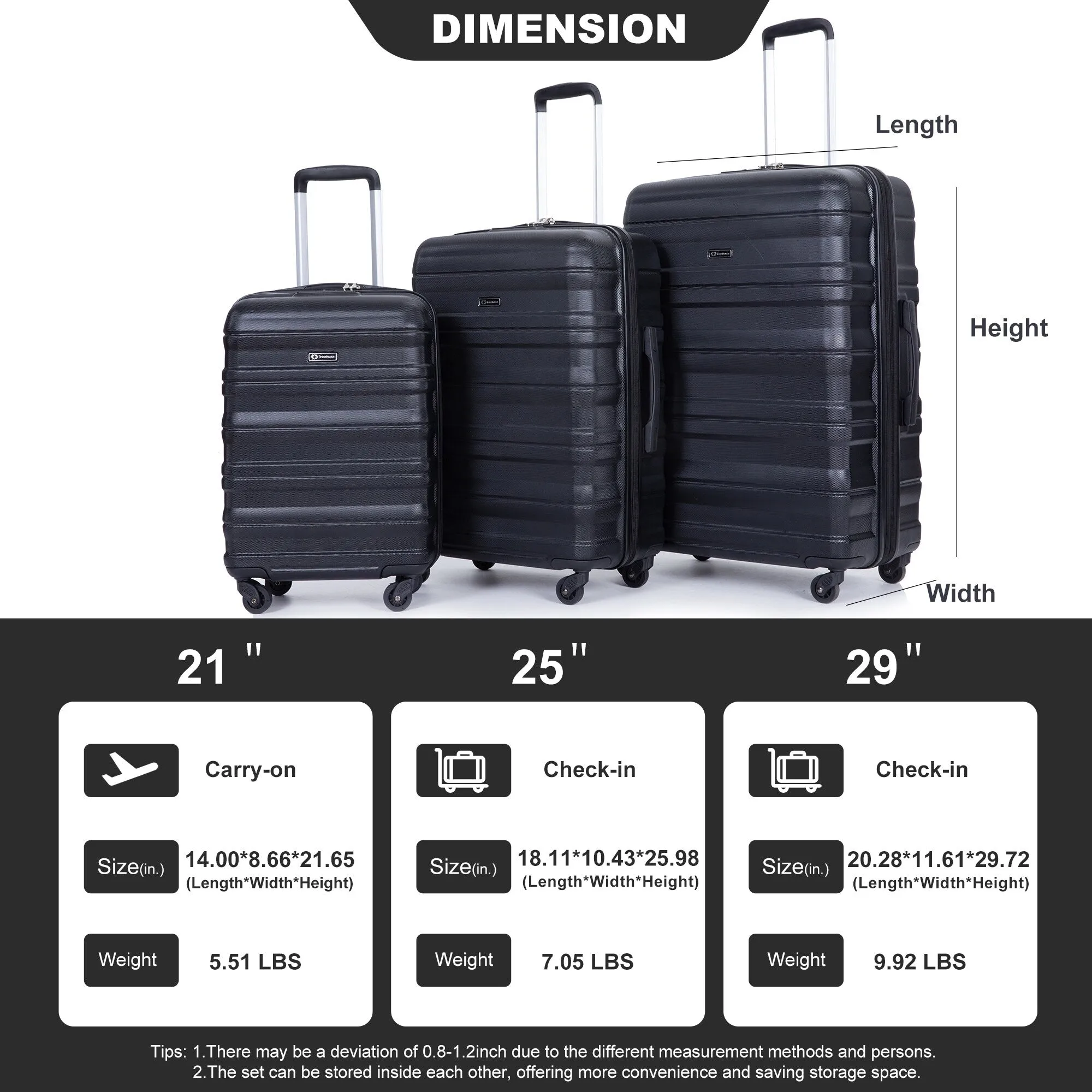 3 Piece Luggage Sets Suitcase/Trunk /Check-in Luggage /Carry-on Luggage