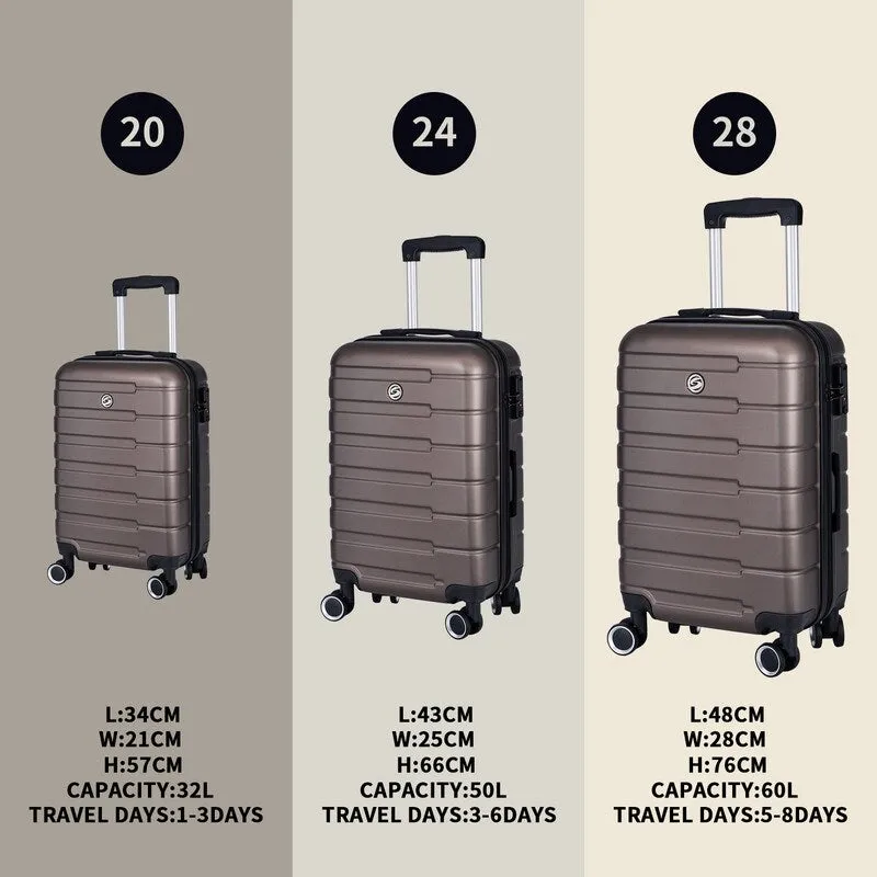 3 Piece Luggage Suitcase Sets with Spinner Wheels and TSA lock,20"/24"/28"
