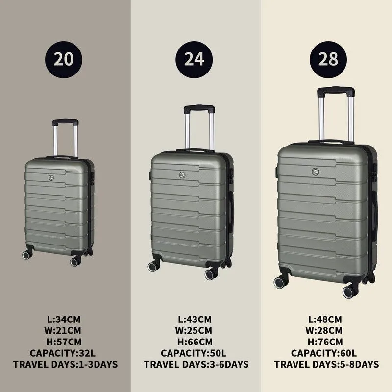 3 Piece Luggage Suitcase Sets with Spinner Wheels and TSA lock,20"/24"/28"