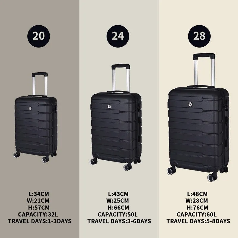 3 Piece Luggage Suitcase Sets with Spinner Wheels and TSA lock,20"/24"/28"