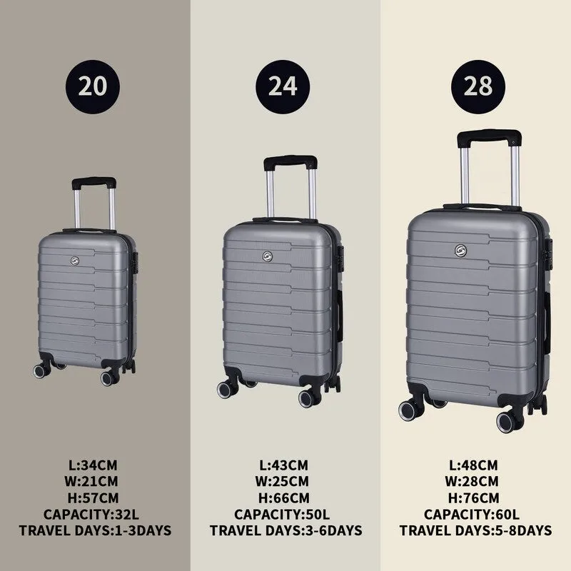 3 Piece Luggage Suitcase Sets with Spinner Wheels and TSA lock,20"/24"/28"