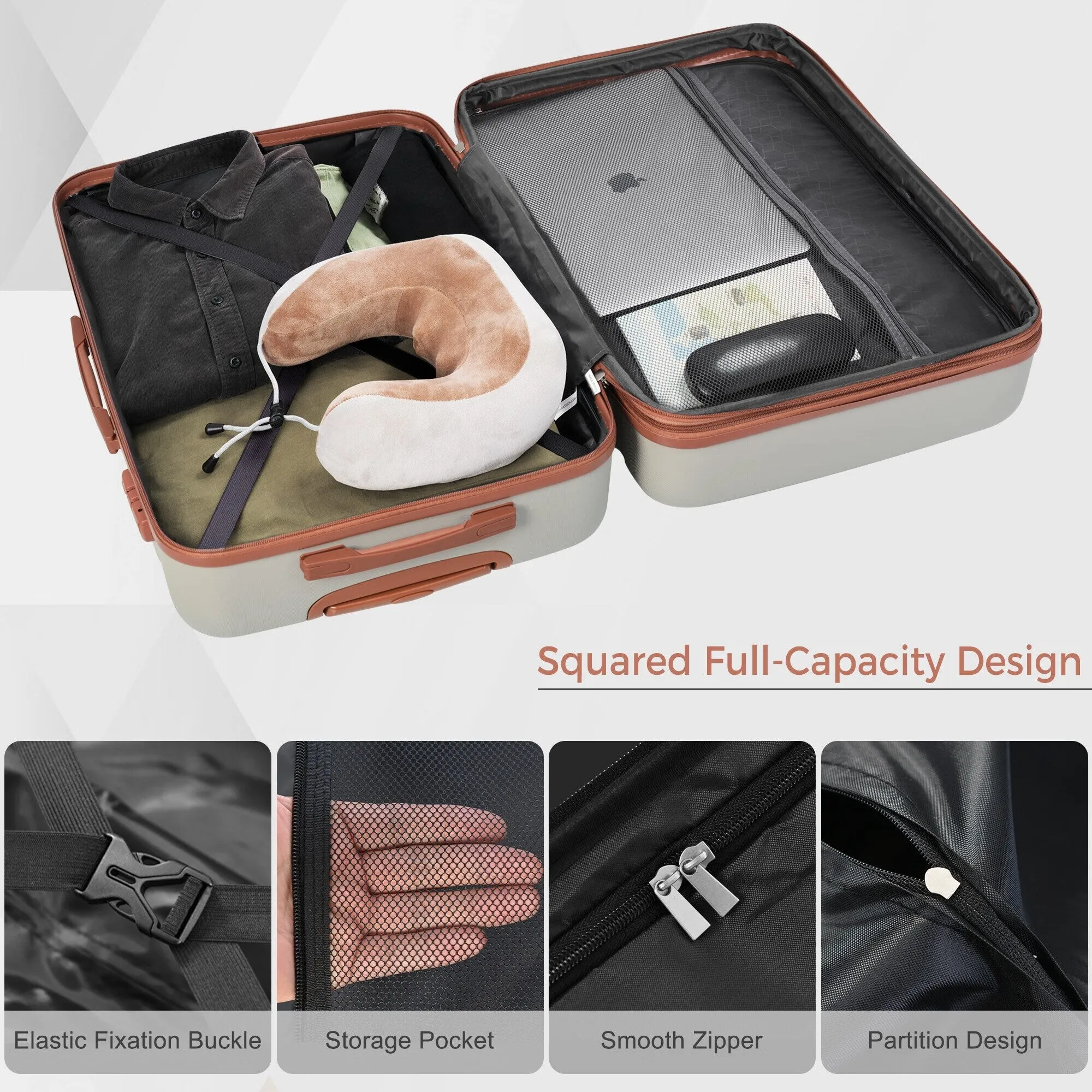 3 Piece Suitcase Luggage Sets with Spinner Wheels and TSA Lock (20/24/28)